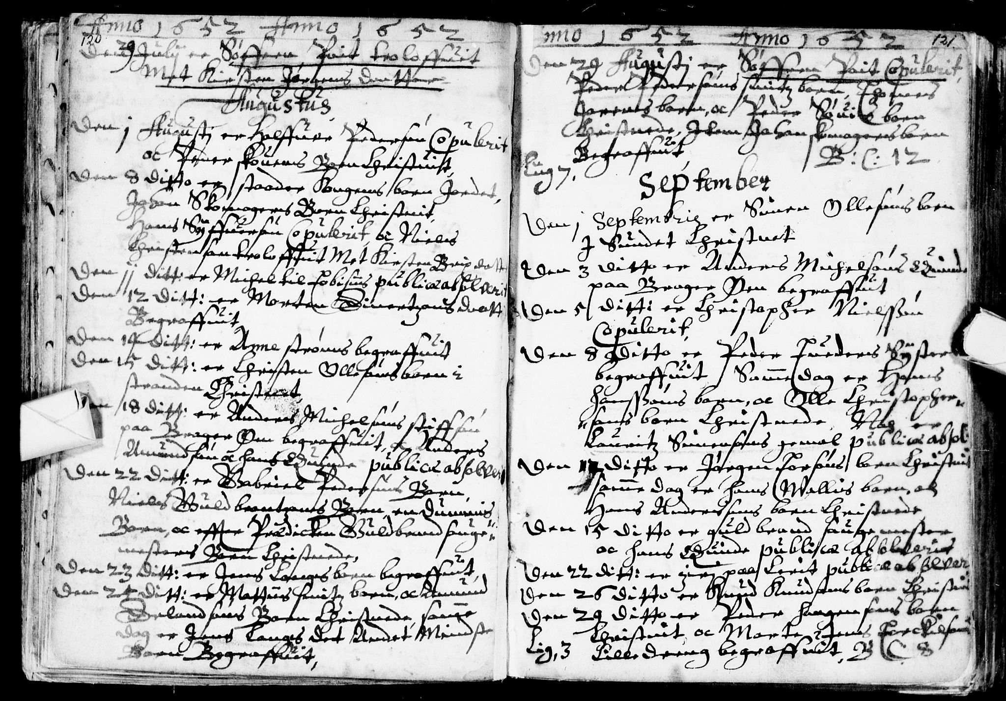 Bragernes kirkebøker, AV/SAKO-A-6/F/Fa/L0001: Parish register (official) no. I 1, 1634-1662, p. 120-121