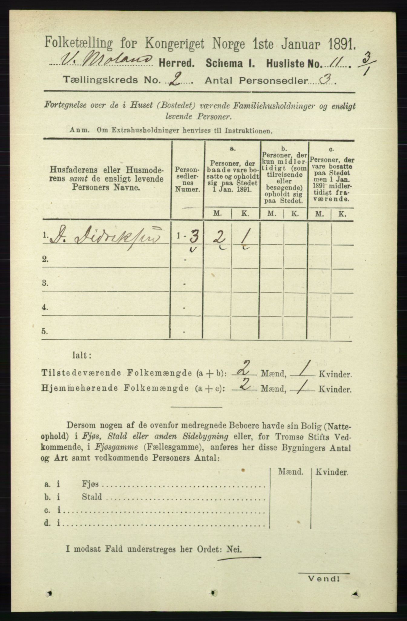 RA, 1891 census for 0926 Vestre Moland, 1891, p. 578