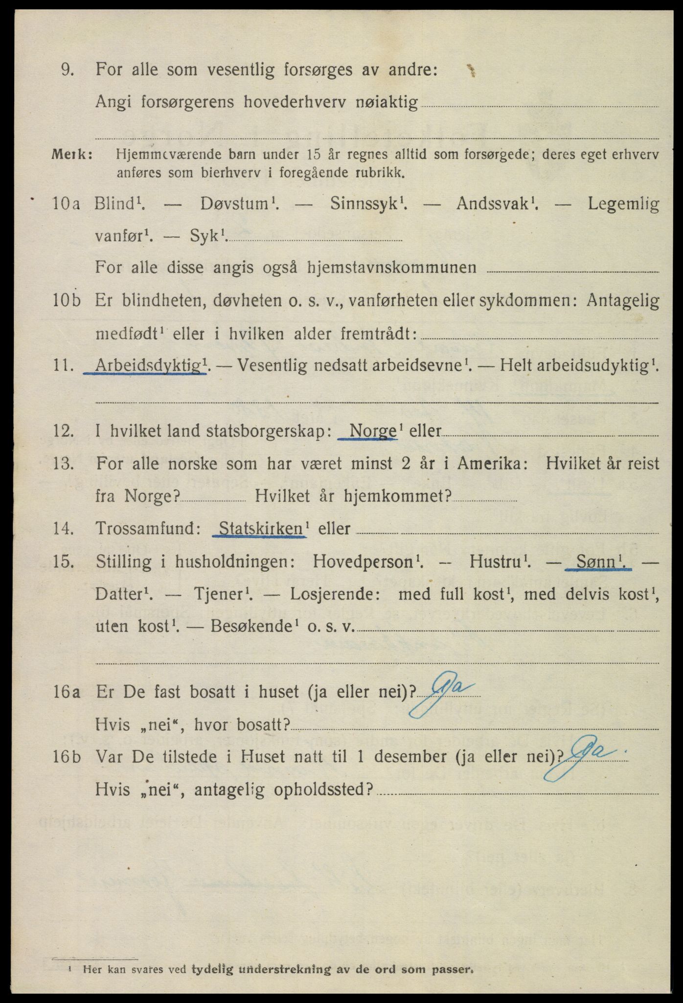 SAT, 1920 census for Namsos, 1920, p. 5648