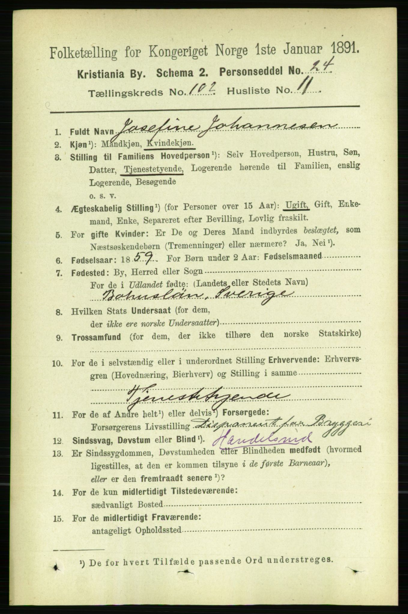RA, 1891 census for 0301 Kristiania, 1891, p. 50864