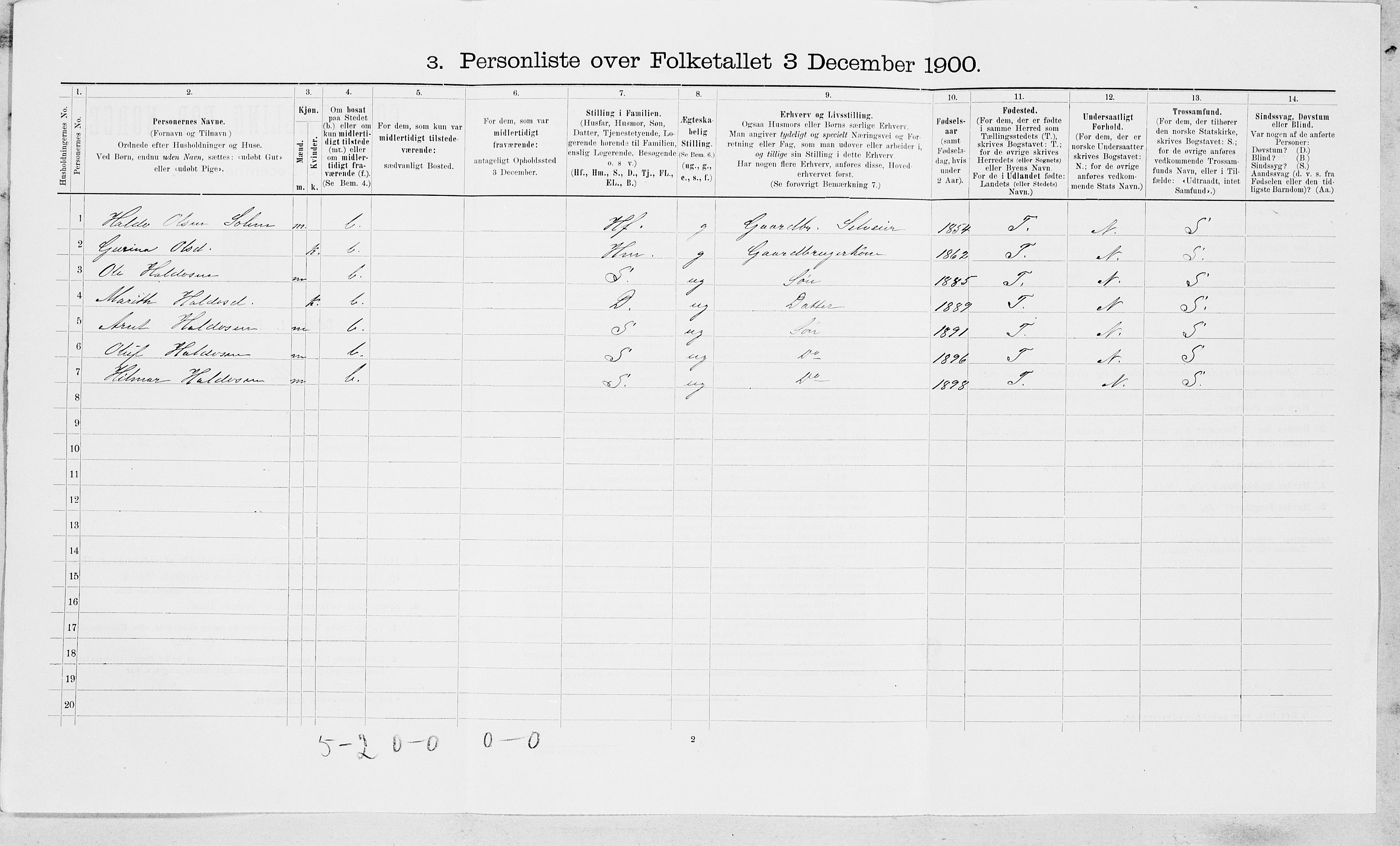 SAT, 1900 census for Selbu, 1900, p. 95