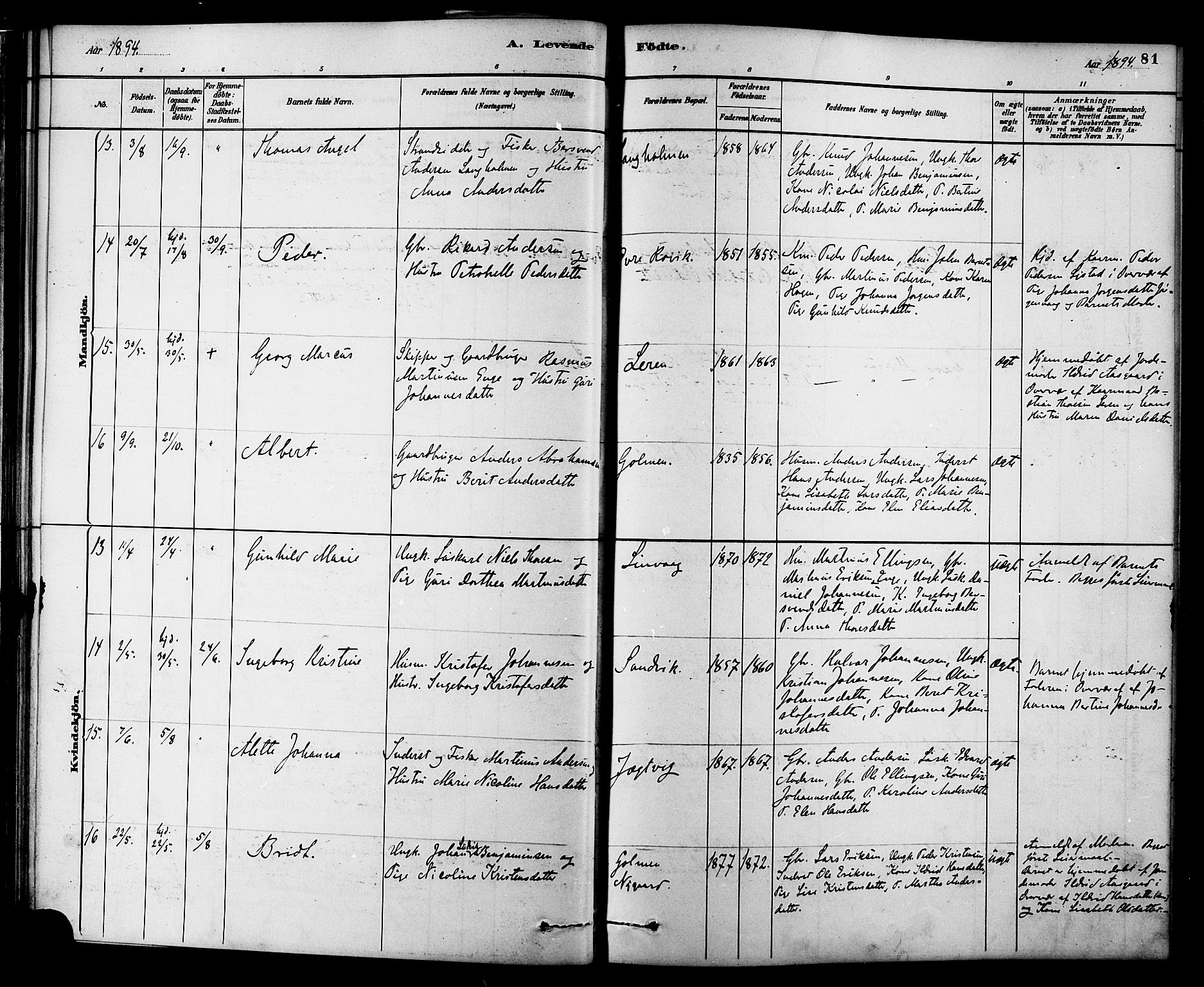 Ministerialprotokoller, klokkerbøker og fødselsregistre - Møre og Romsdal, AV/SAT-A-1454/577/L0896: Parish register (official) no. 577A03, 1880-1898, p. 81