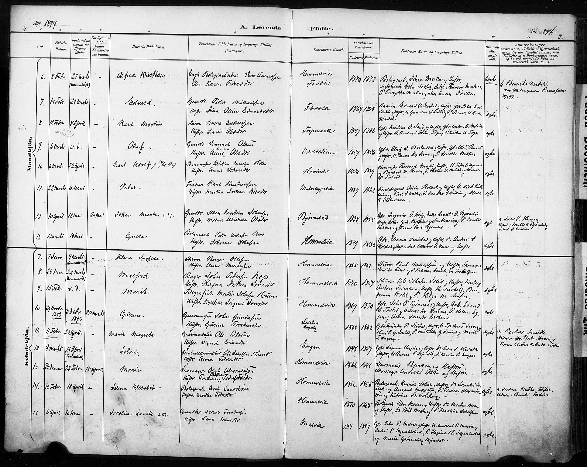 Ministerialprotokoller, klokkerbøker og fødselsregistre - Sør-Trøndelag, SAT/A-1456/616/L0411: Parish register (official) no. 616A08, 1894-1906, p. 7-8