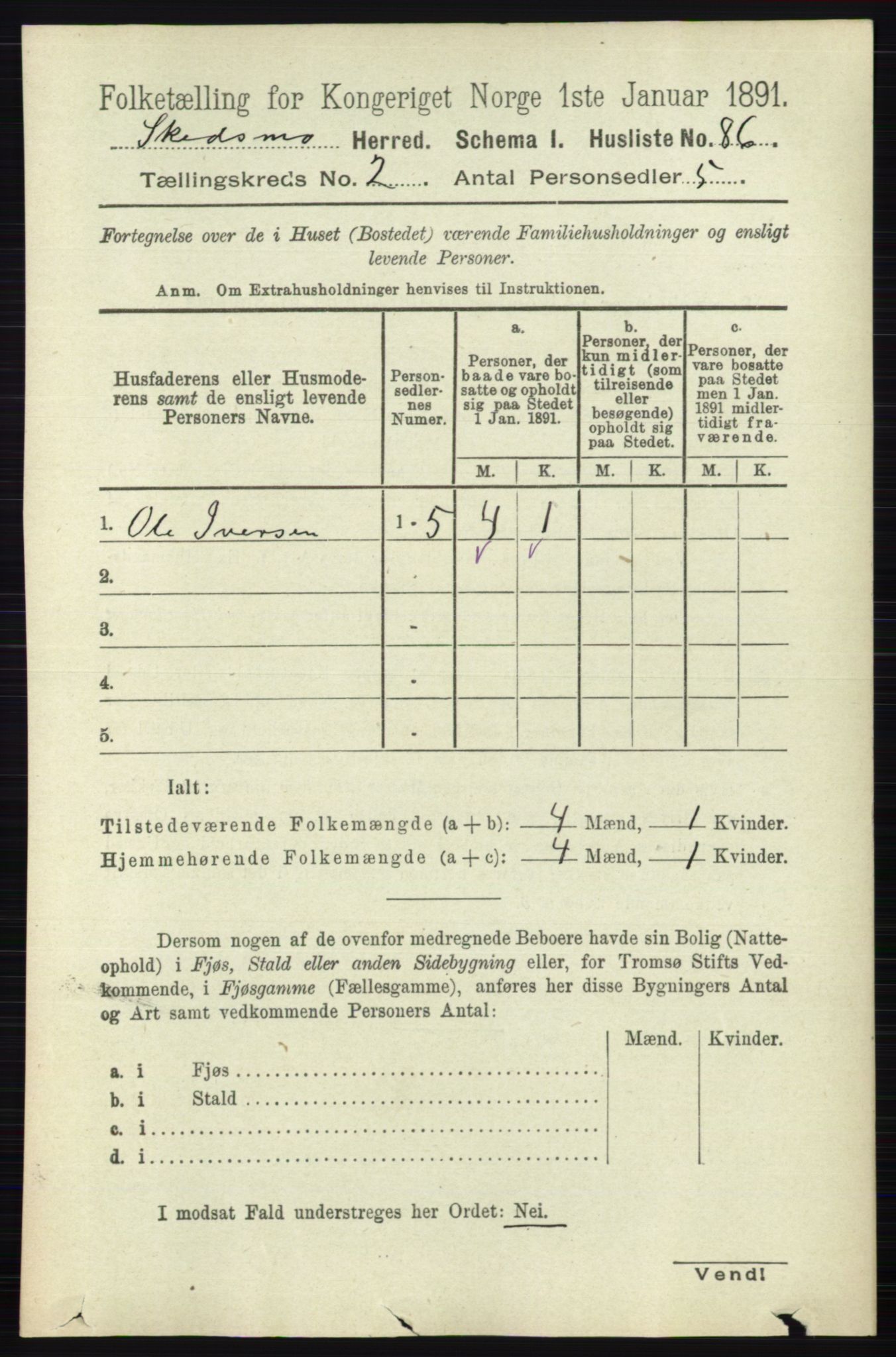 RA, 1891 census for 0231 Skedsmo, 1891, p. 597