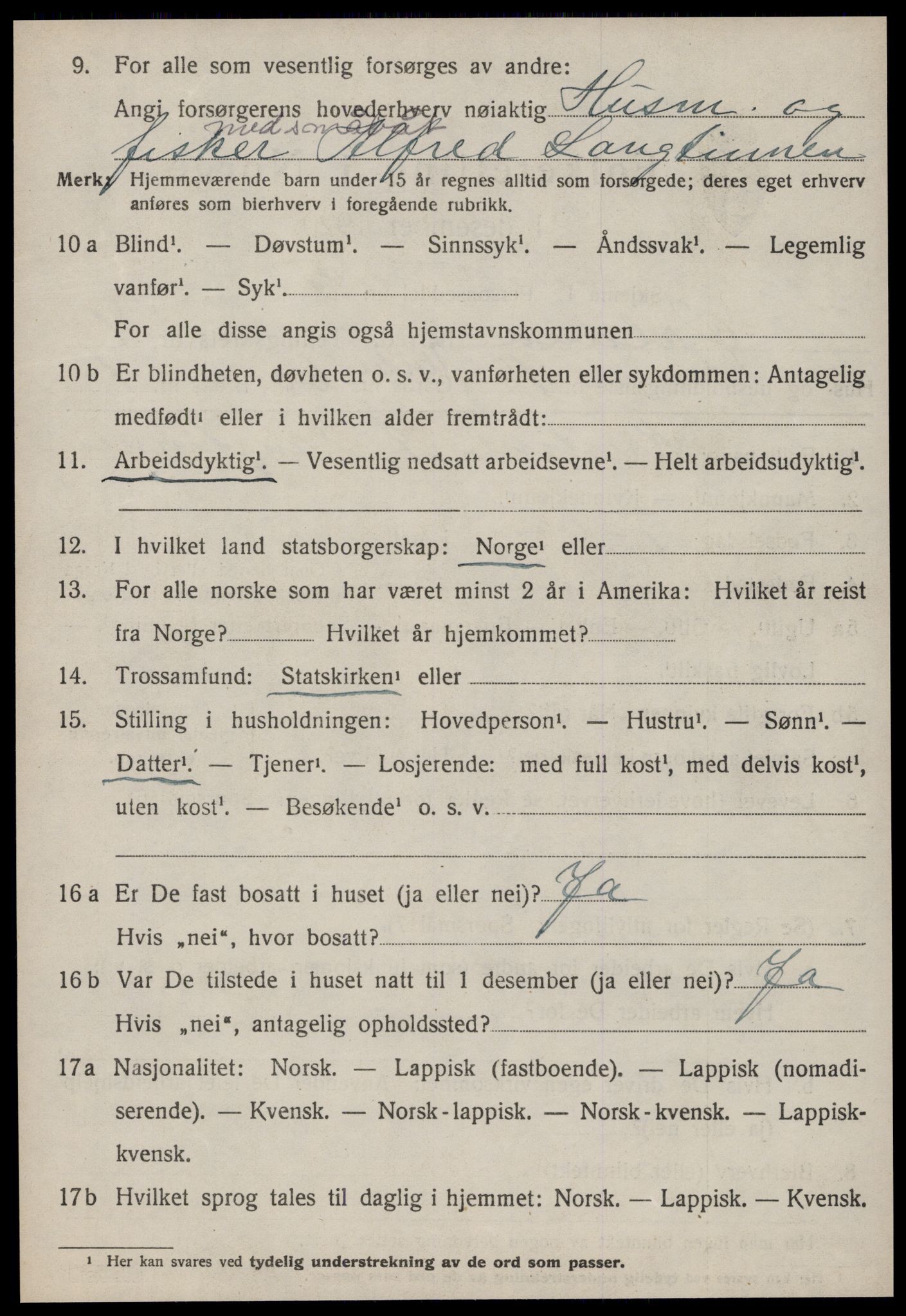 SAT, 1920 census for Ørland, 1920, p. 1602
