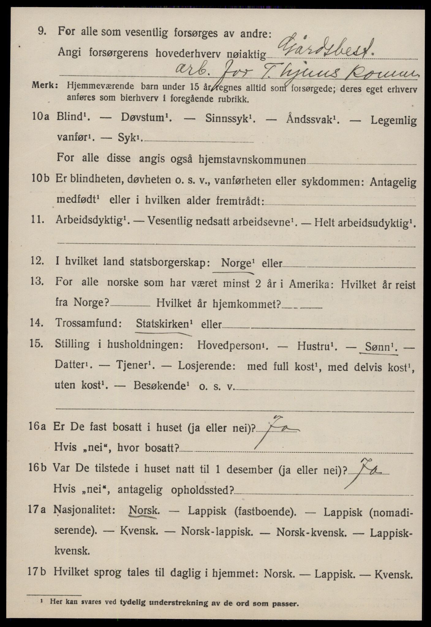 SAT, 1920 census for Strinda, 1920, p. 2923