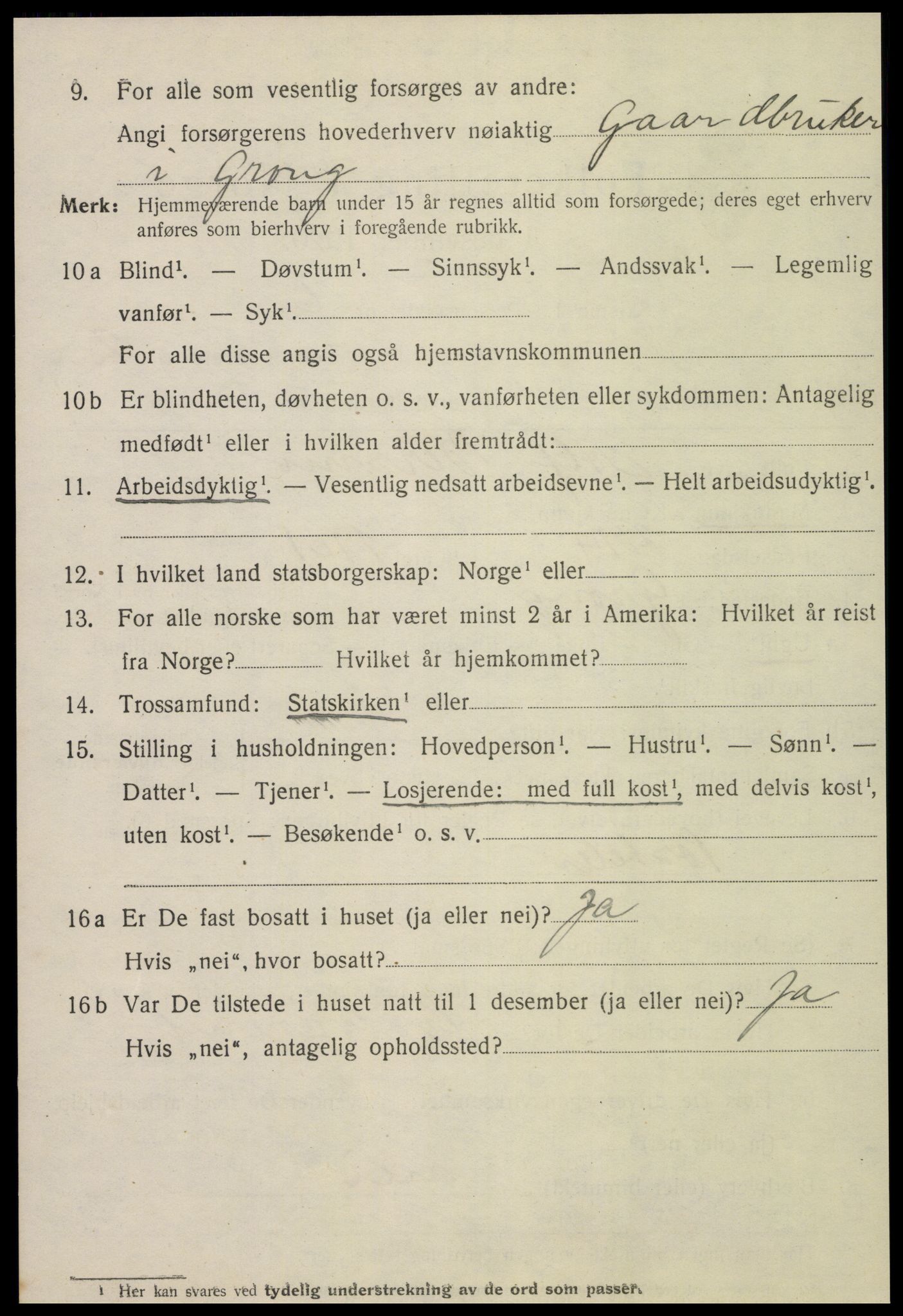 SAT, 1920 census for Namsos, 1920, p. 3742