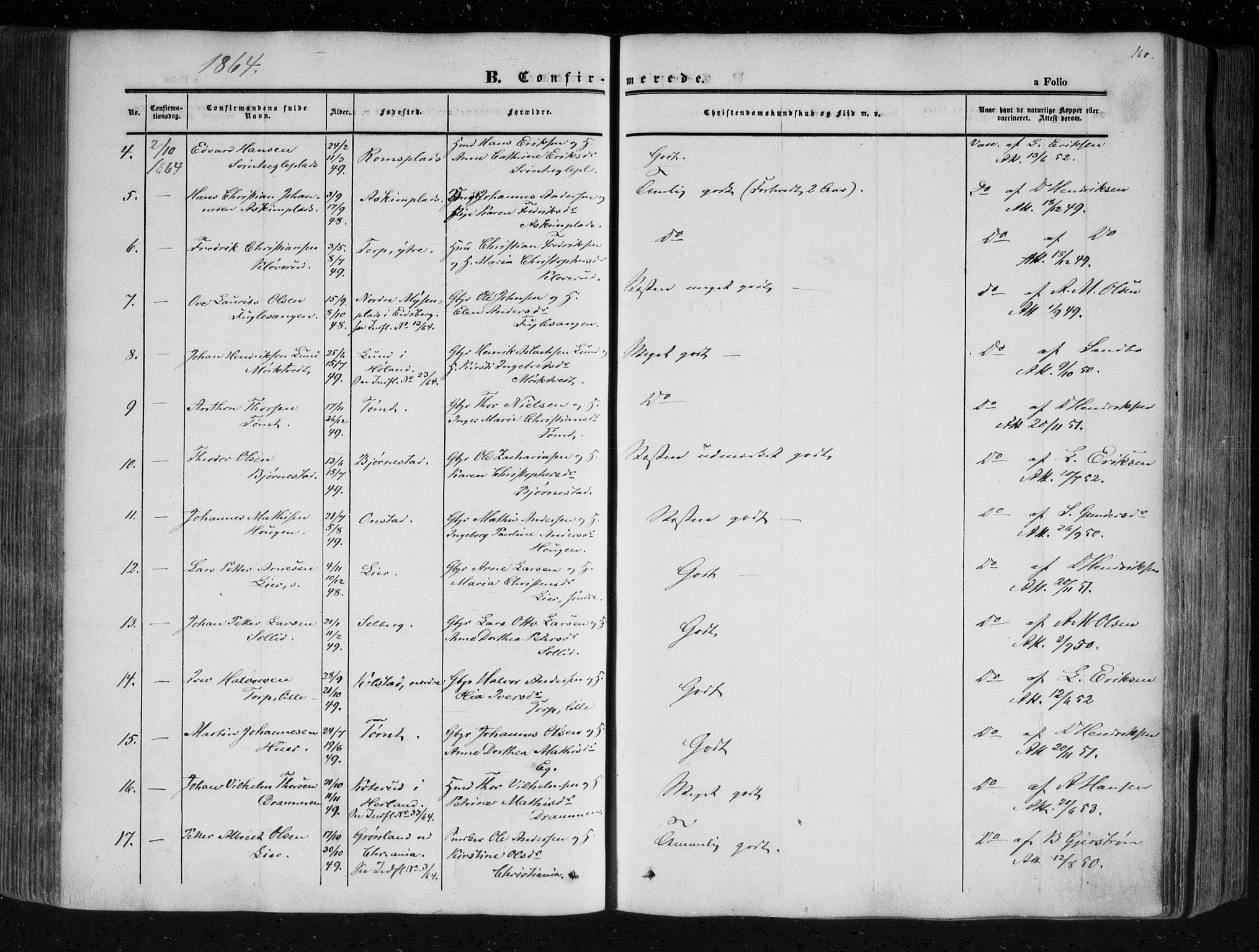 Askim prestekontor Kirkebøker, AV/SAO-A-10900/F/Fa/L0005: Parish register (official) no. 5, 1847-1879, p. 160