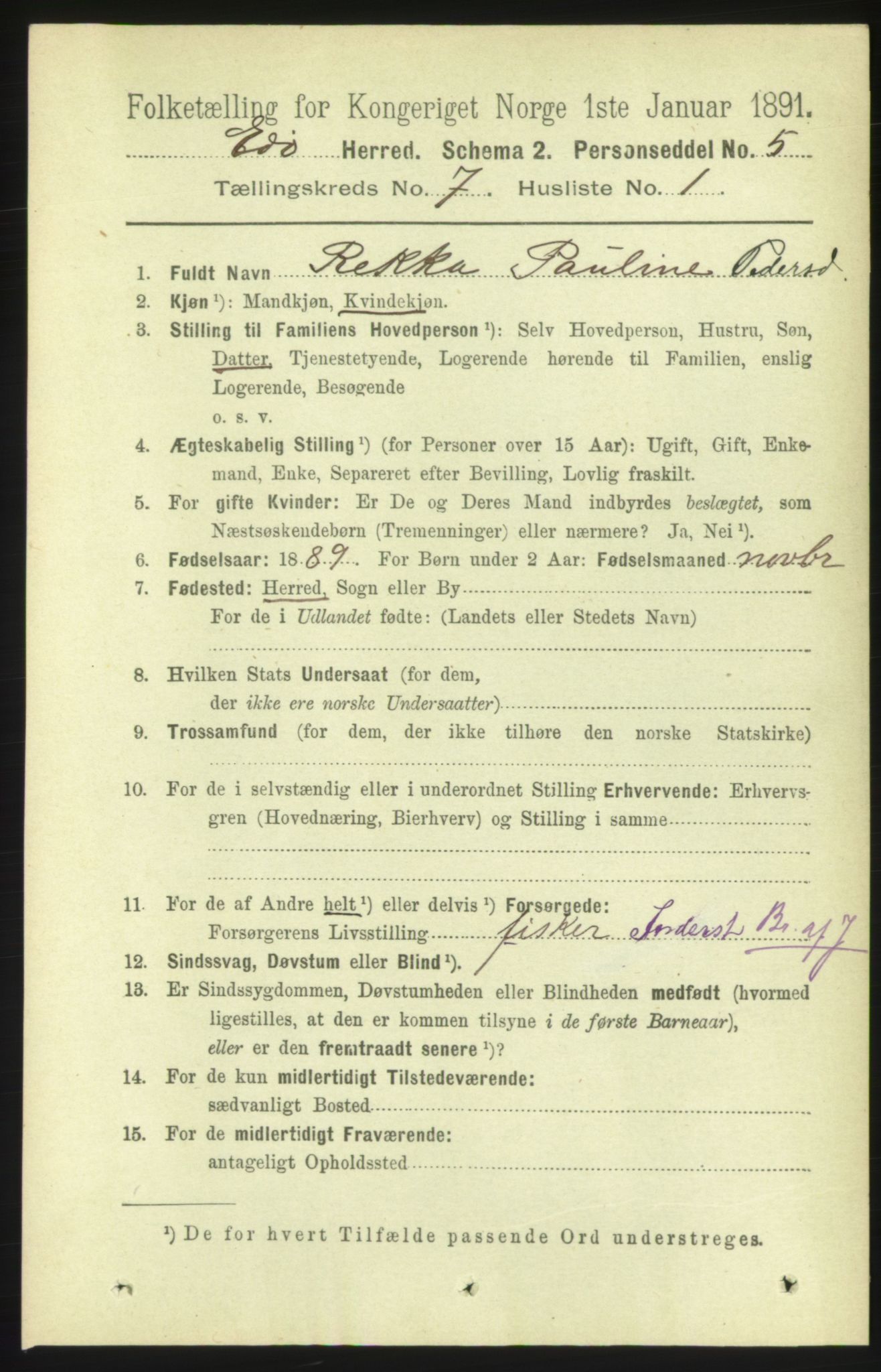 RA, 1891 census for 1573 Edøy, 1891, p. 1590