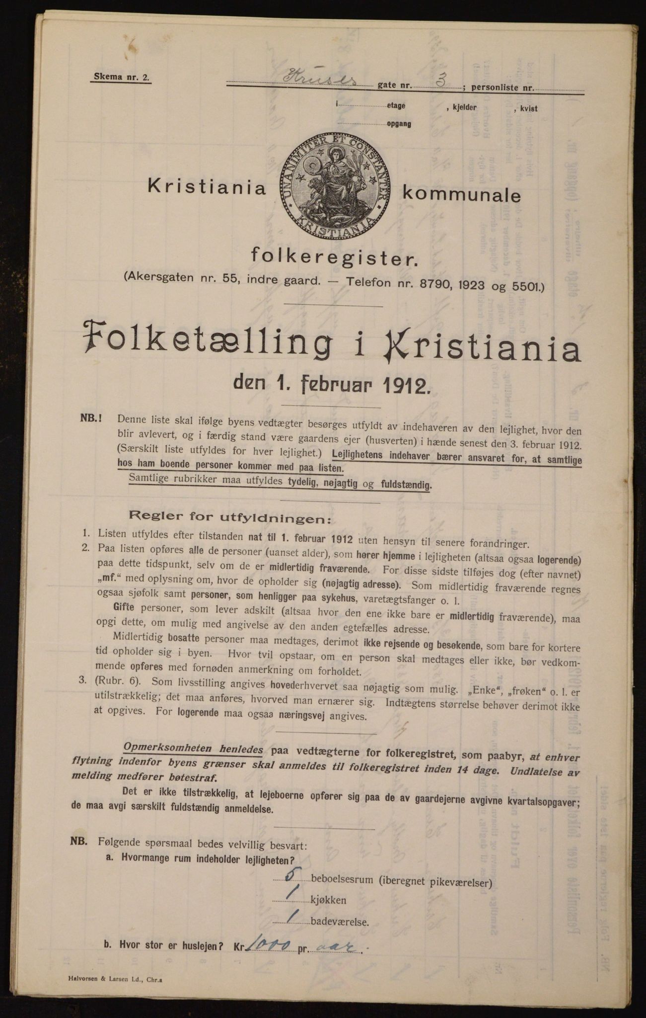 OBA, Municipal Census 1912 for Kristiania, 1912, p. 55209