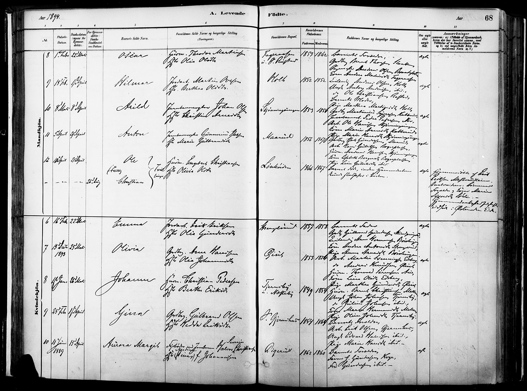 Vinger prestekontor, AV/SAH-PREST-024/H/Ha/Haa/L0014: Parish register (official) no. 14, 1881-1900, p. 68