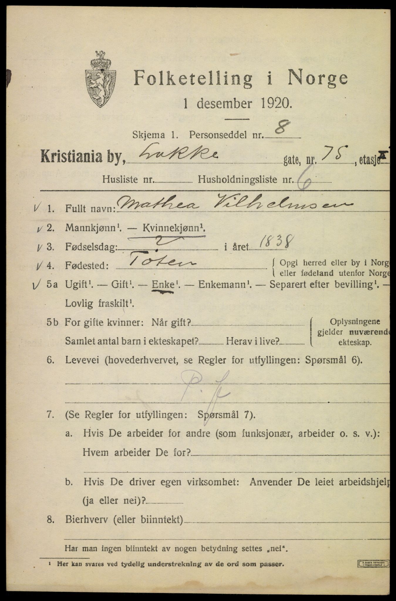 SAO, 1920 census for Kristiania, 1920, p. 357667