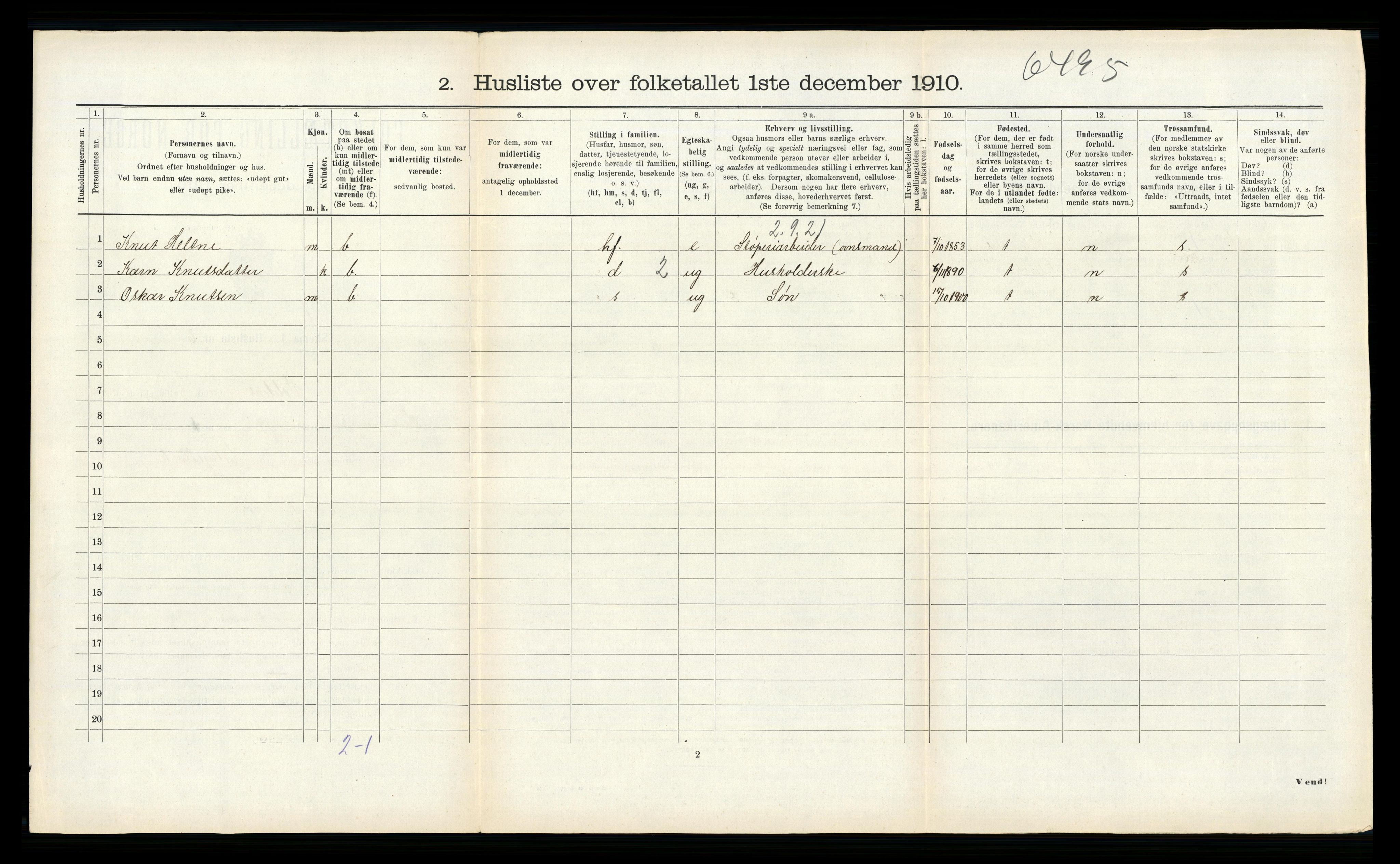 RA, 1910 census for Volda, 1910, p. 537