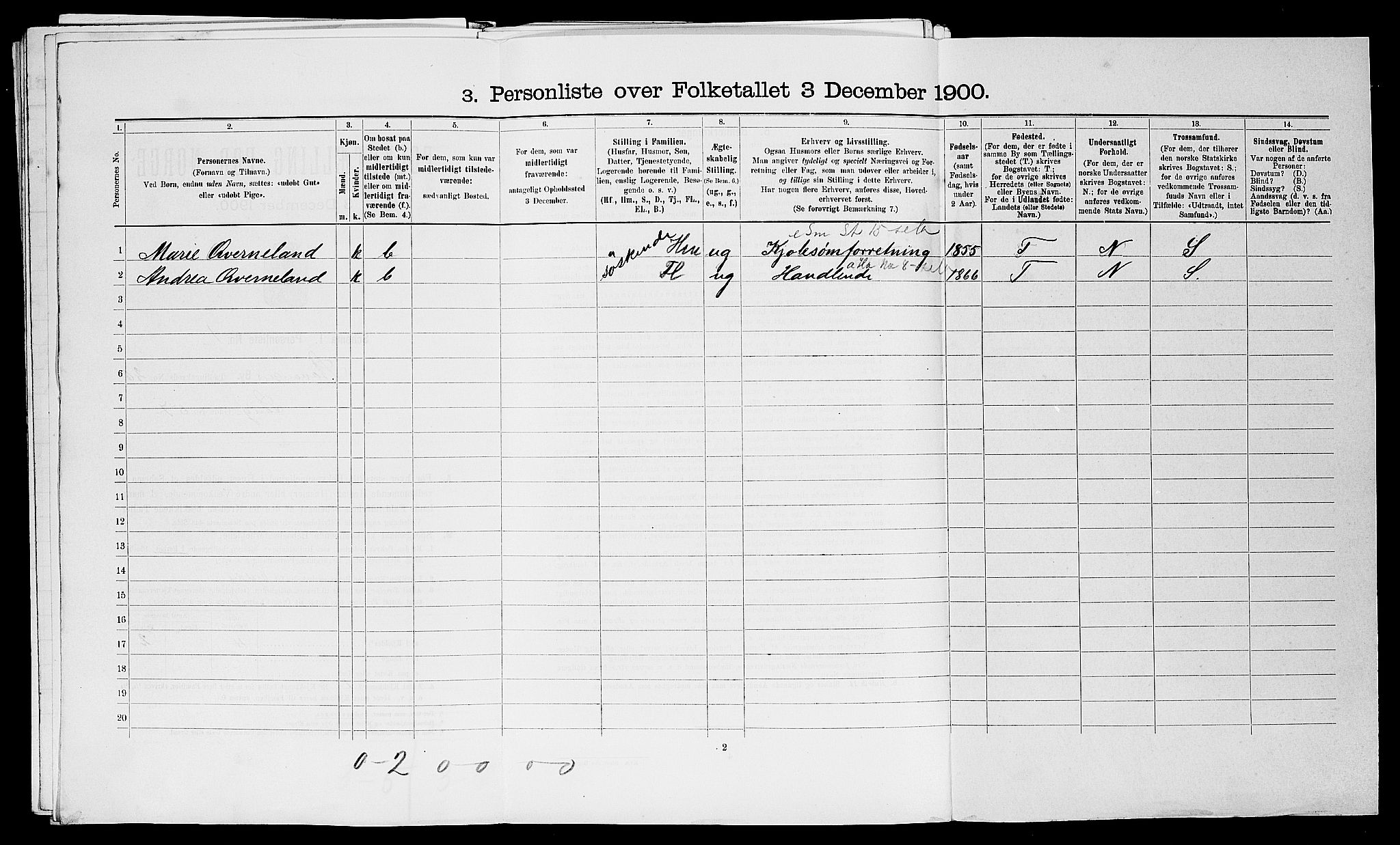 SAST, 1900 census for Stavanger, 1900, p. 10090