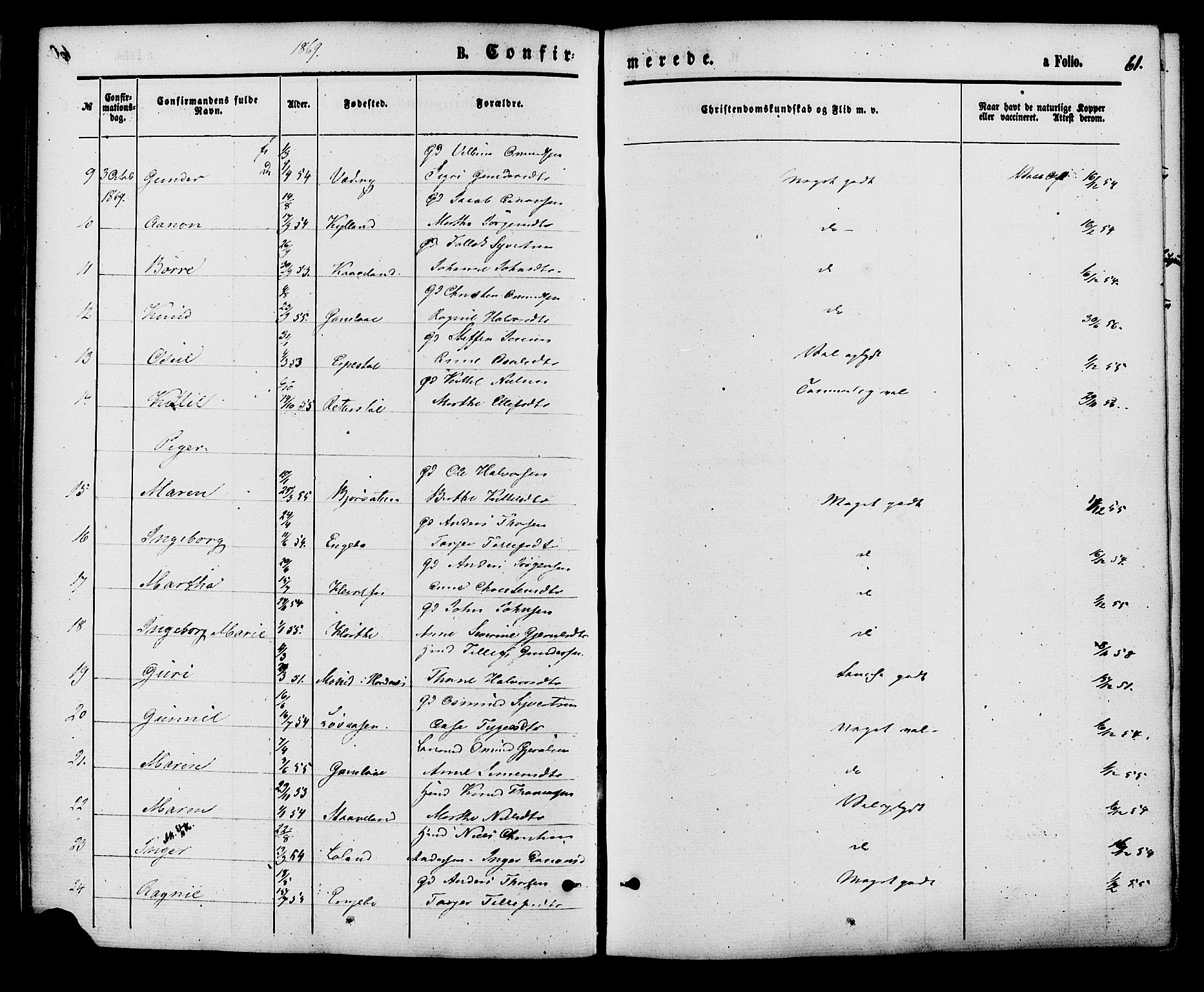 Herefoss sokneprestkontor, AV/SAK-1111-0019/F/Fa/Faa/L0002: Parish register (official) no. A 2, 1861-1886, p. 59