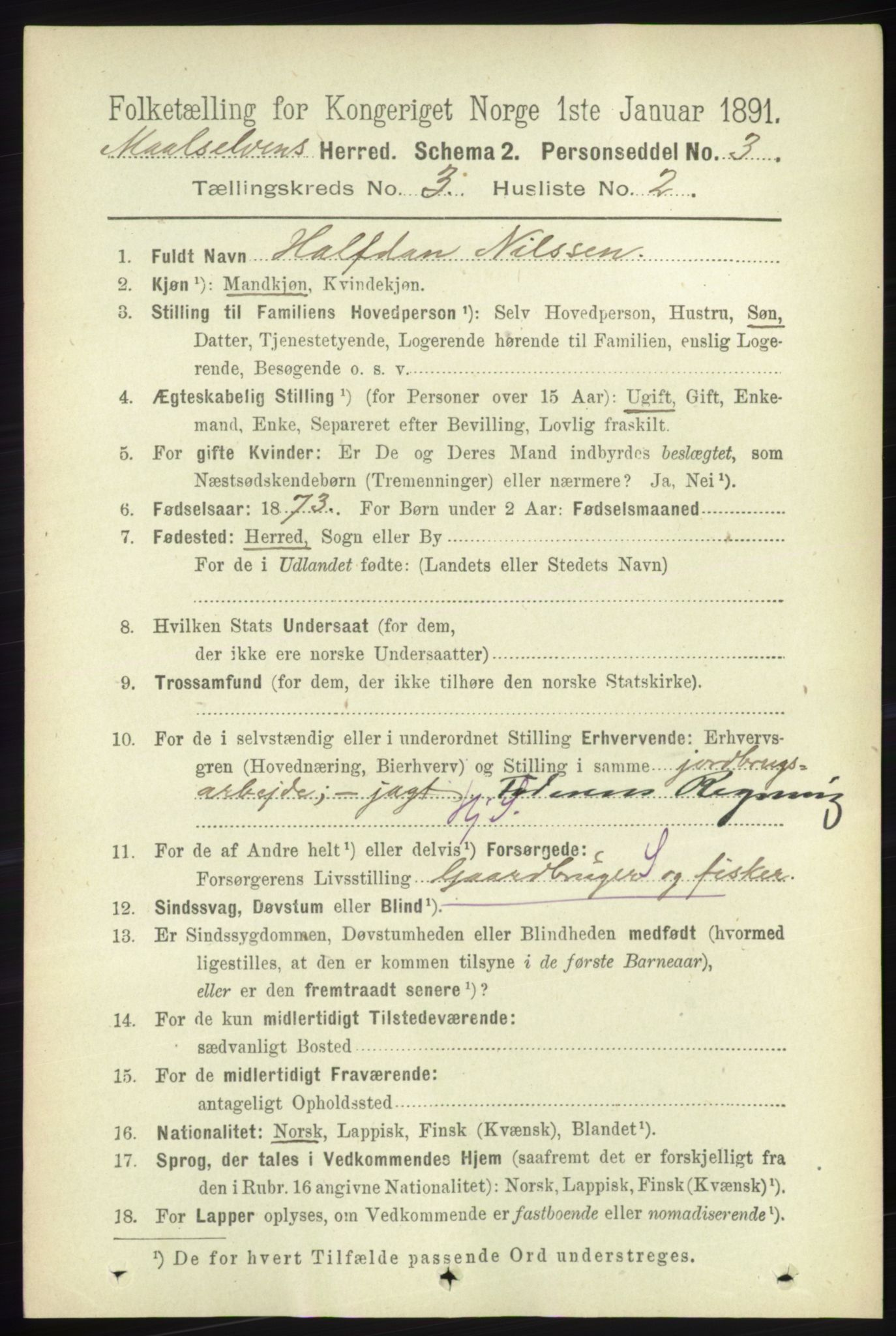 RA, 1891 census for 1924 Målselv, 1891, p. 601