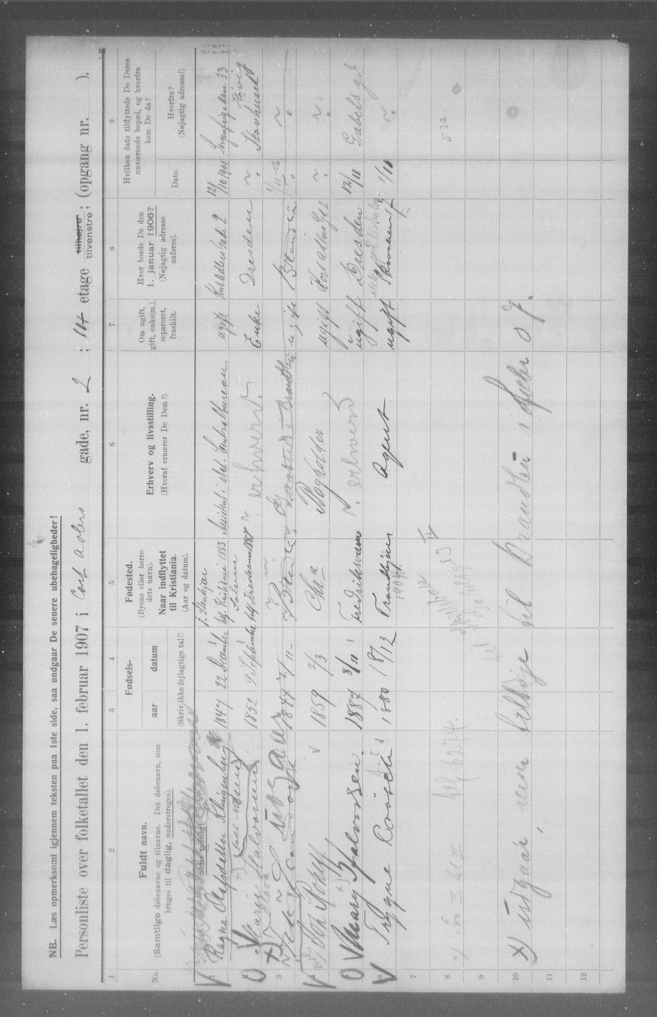 OBA, Municipal Census 1907 for Kristiania, 1907, p. 6918