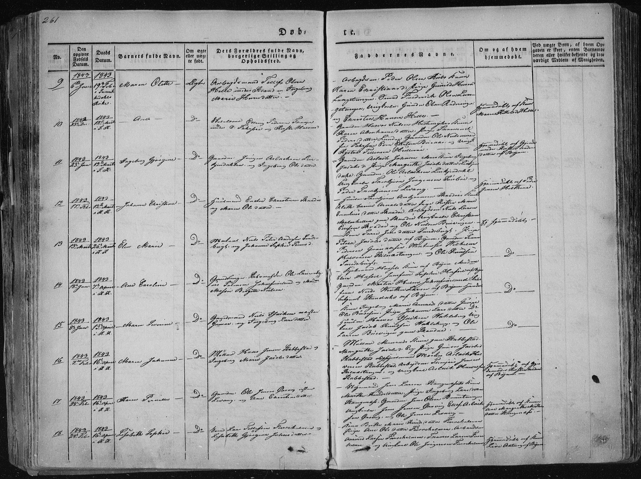 Sannidal kirkebøker, SAKO/A-296/F/Fa/L0006: Parish register (official) no. 6, 1831-1847, p. 261