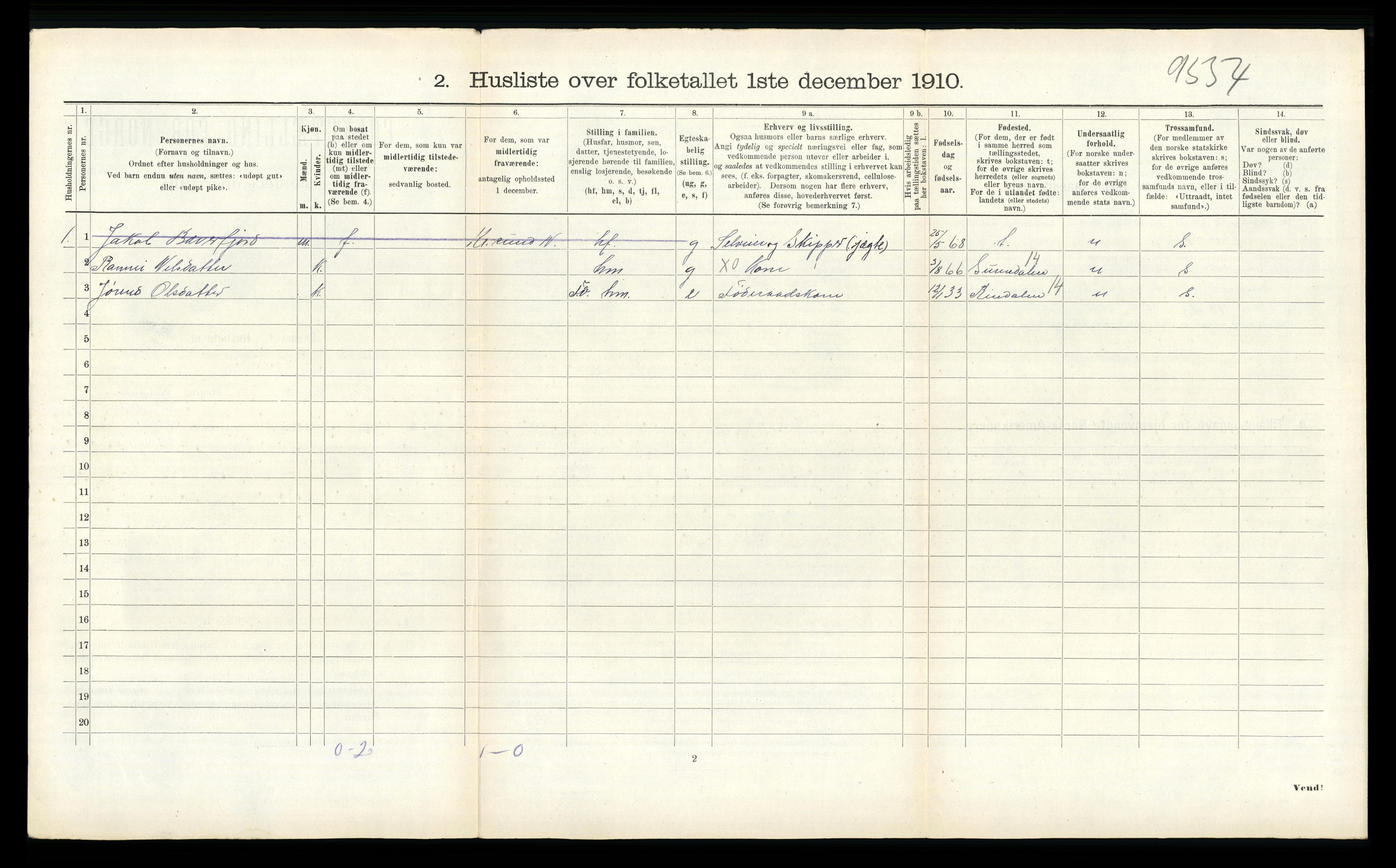 RA, 1910 census for Åsskard, 1910, p. 188