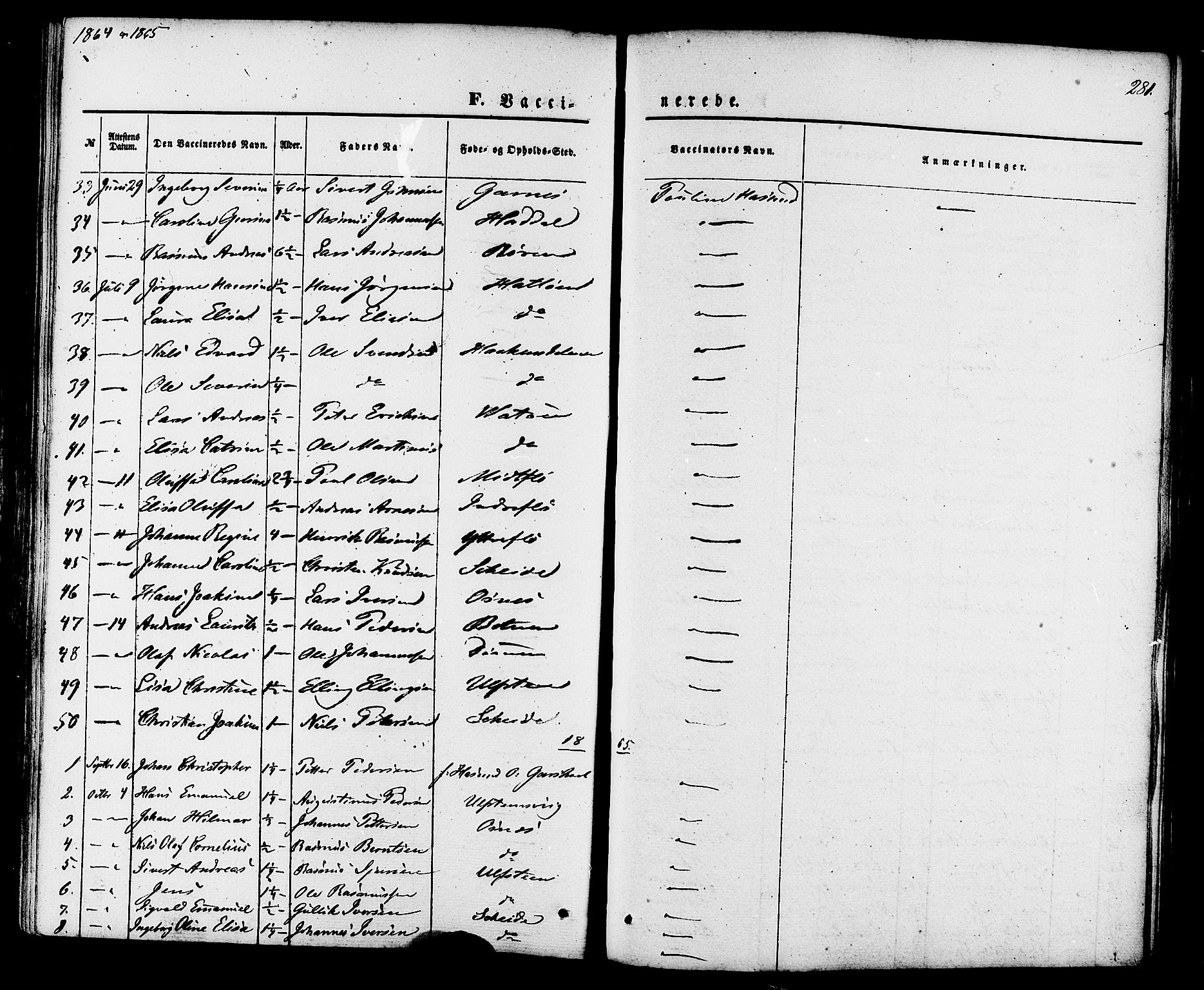 Ministerialprotokoller, klokkerbøker og fødselsregistre - Møre og Romsdal, AV/SAT-A-1454/509/L0105: Parish register (official) no. 509A03, 1848-1882, p. 281