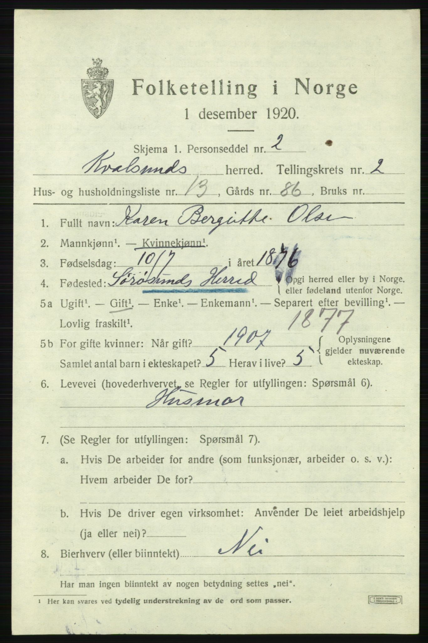 SATØ, 1920 census for , 1920, p. 832