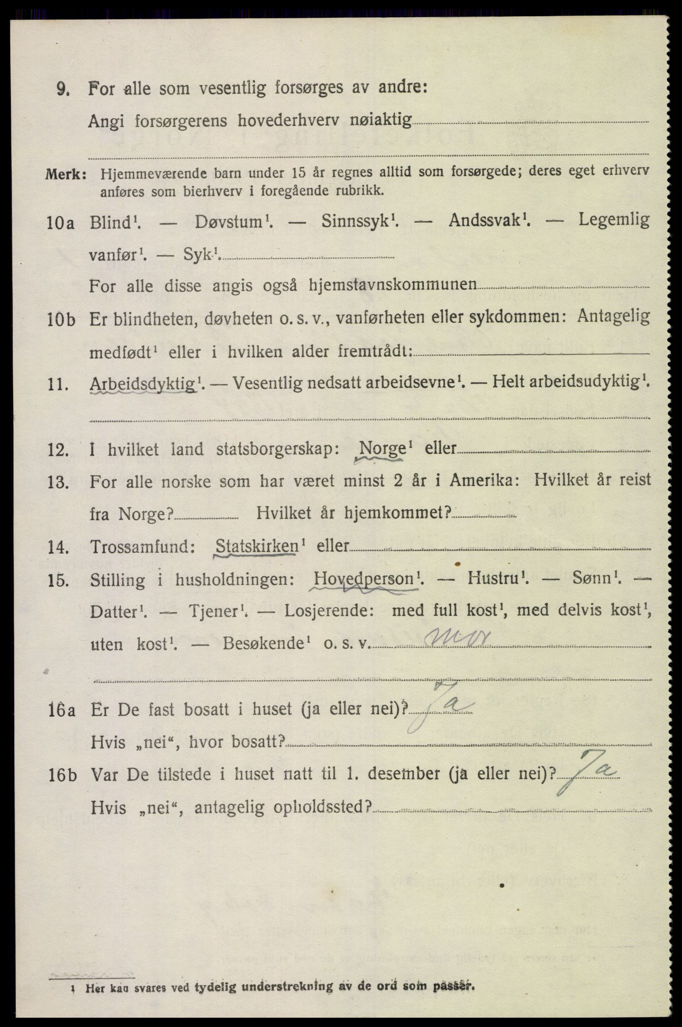 SAK, 1920 census for Vennesla, 1920, p. 1475