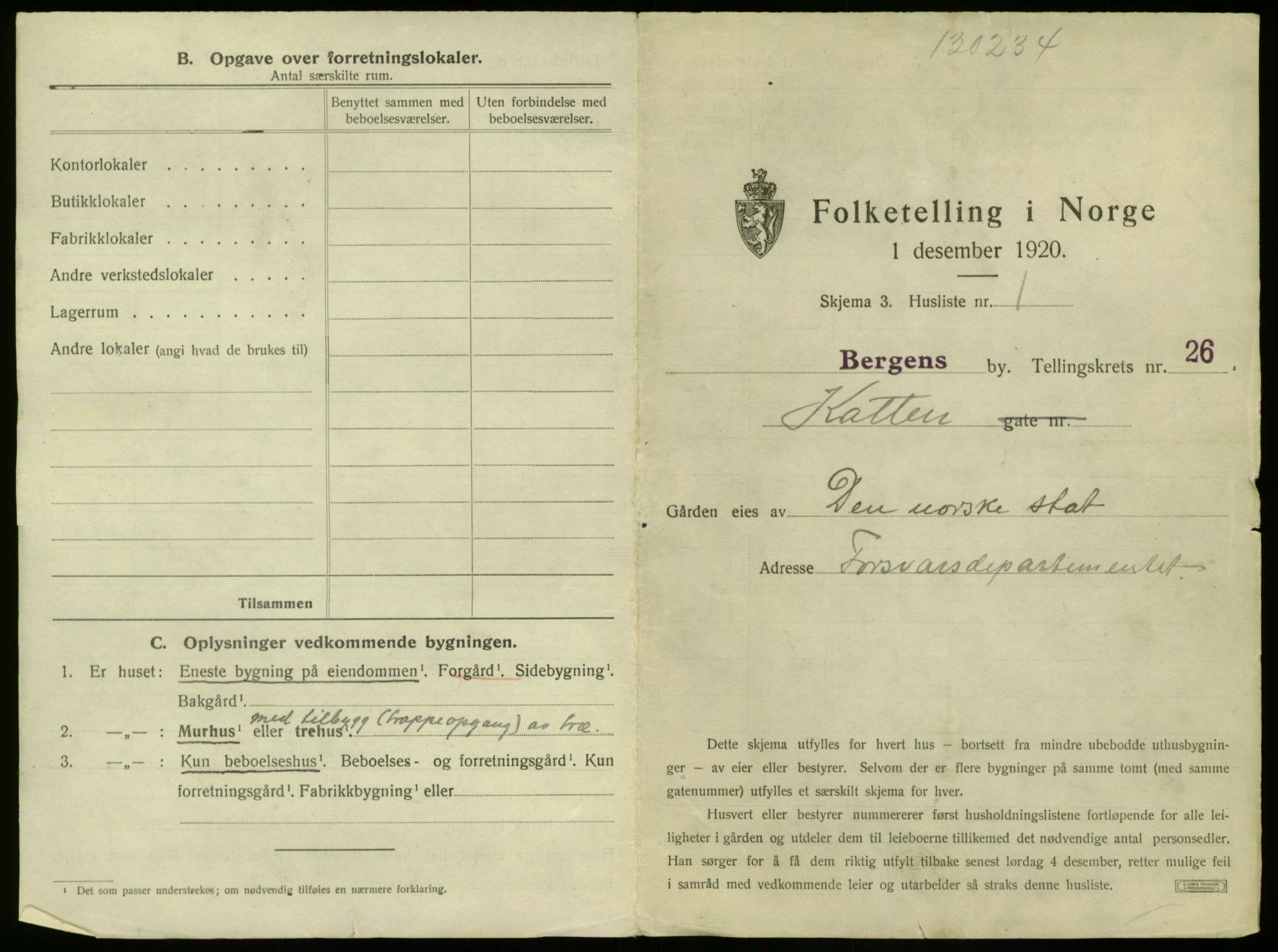 SAB, 1920 census for Bergen, 1920, p. 2393