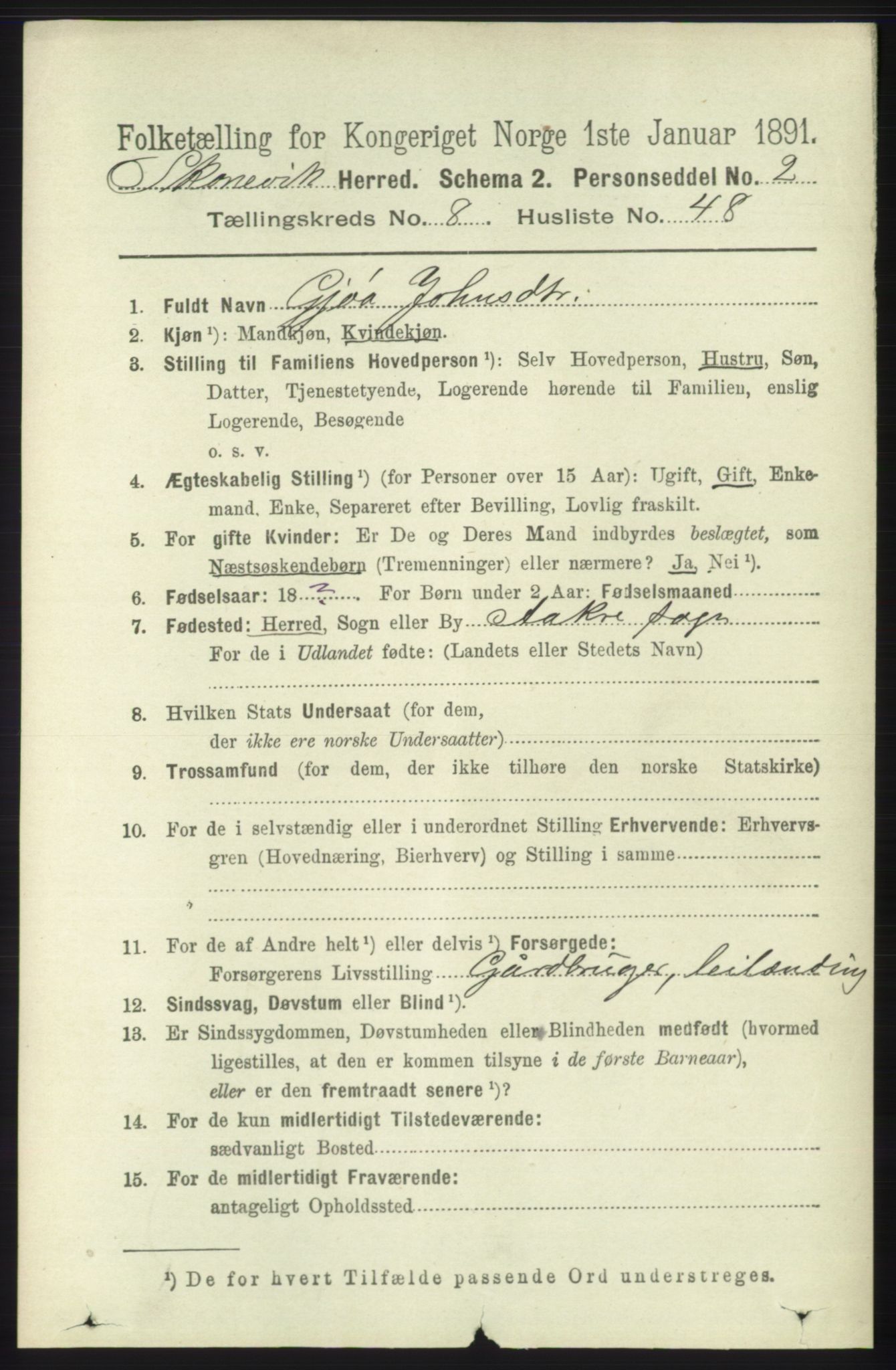 RA, 1891 census for 1212 Skånevik, 1891, p. 2478