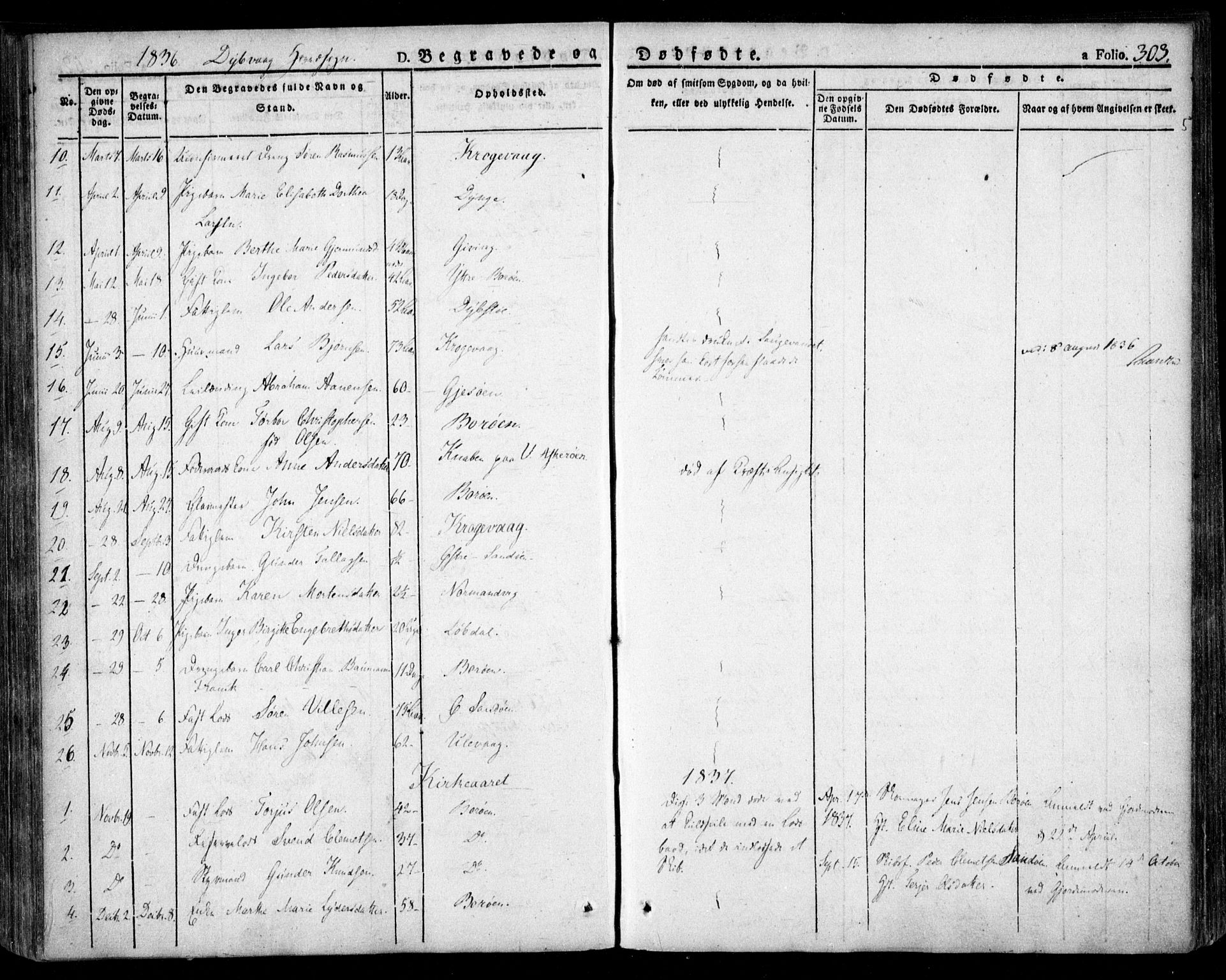 Dypvåg sokneprestkontor, SAK/1111-0007/F/Fa/Faa/L0004: Parish register (official) no. A 4, 1824-1840, p. 303