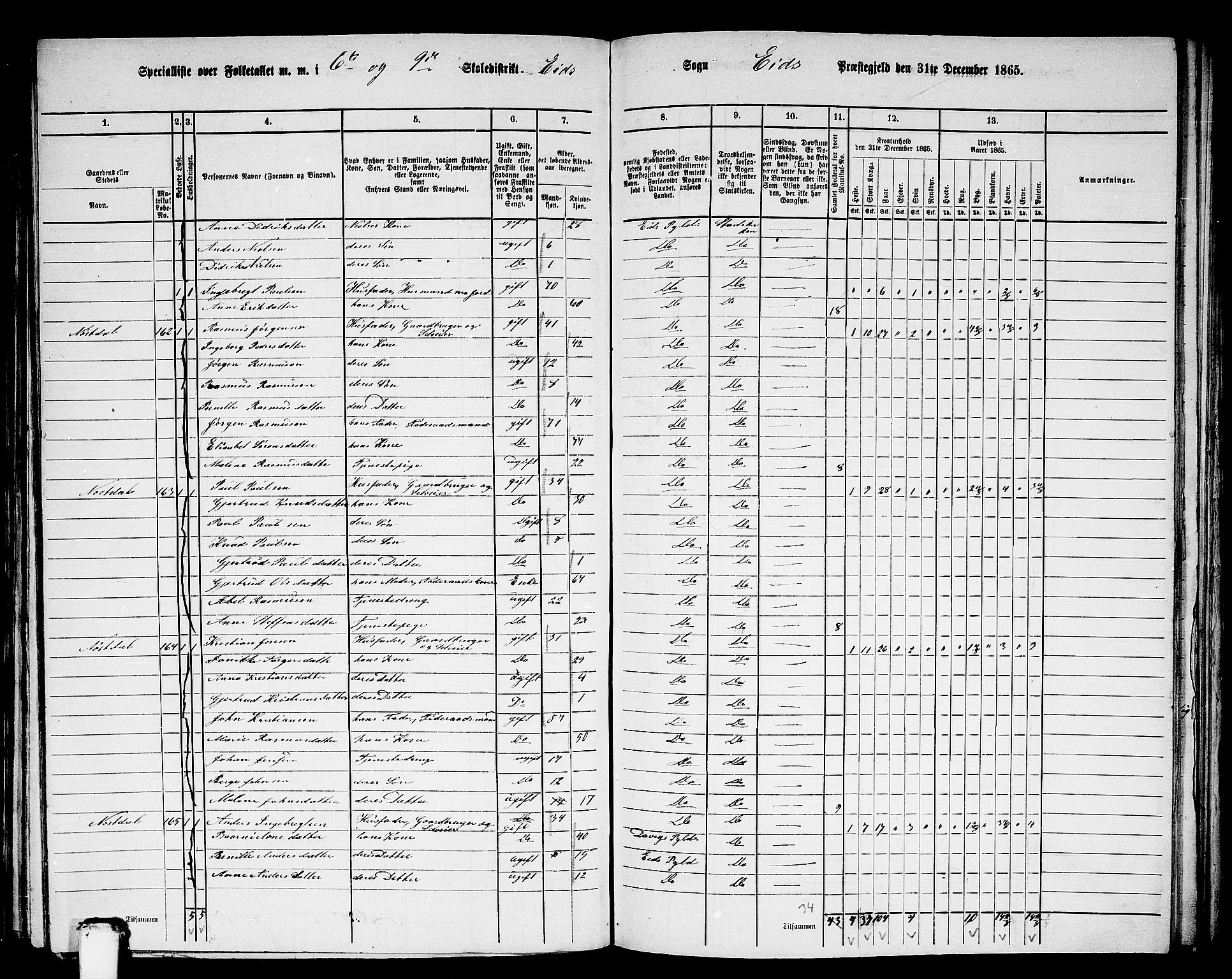 RA, 1865 census for Eid, 1865, p. 132