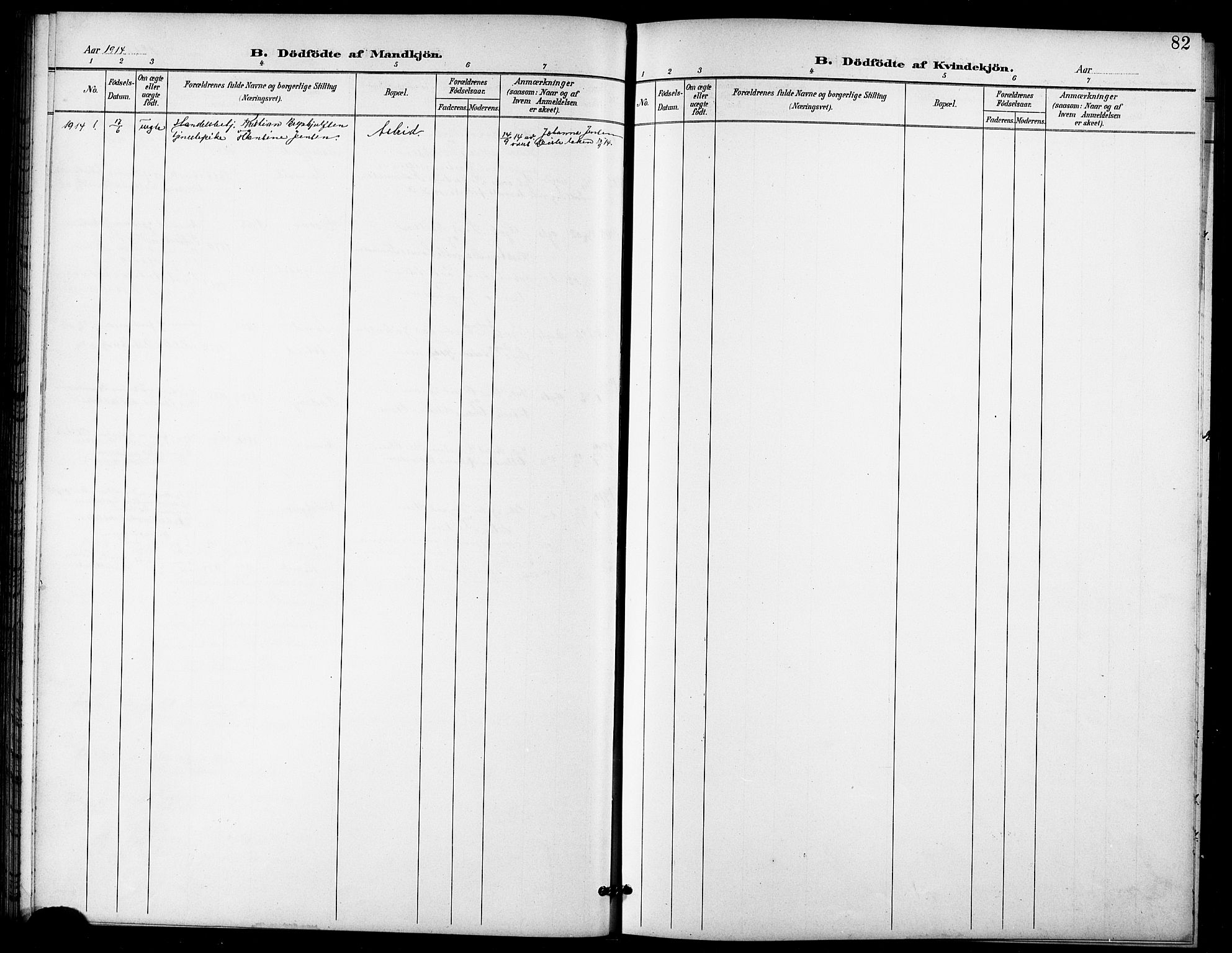 Lenvik sokneprestembete, AV/SATØ-S-1310/H/Ha/Hab/L0022klokker: Parish register (copy) no. 22, 1901-1918, p. 82