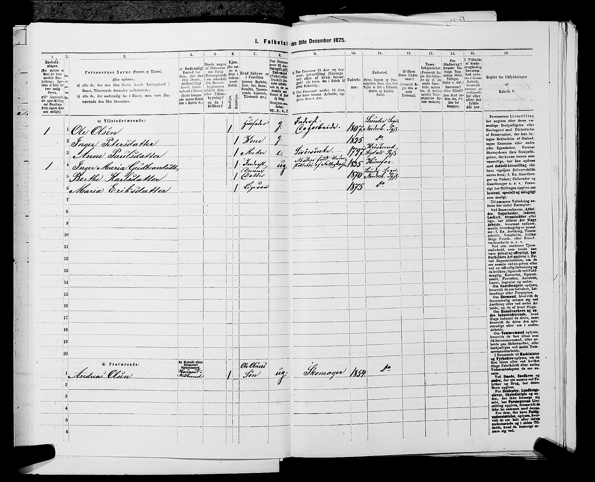 SAKO, 1875 census for 0613L Norderhov/Norderhov, Haug og Lunder, 1875, p. 2531