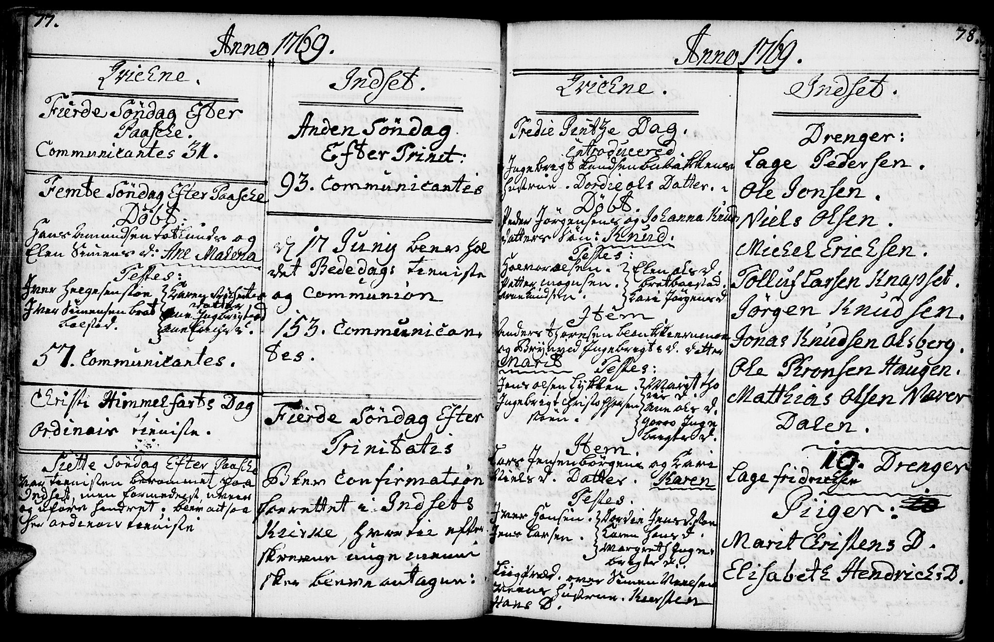 Kvikne prestekontor, SAH/PREST-064/H/Ha/Haa/L0002: Parish register (official) no. 2, 1764-1784, p. 77-78