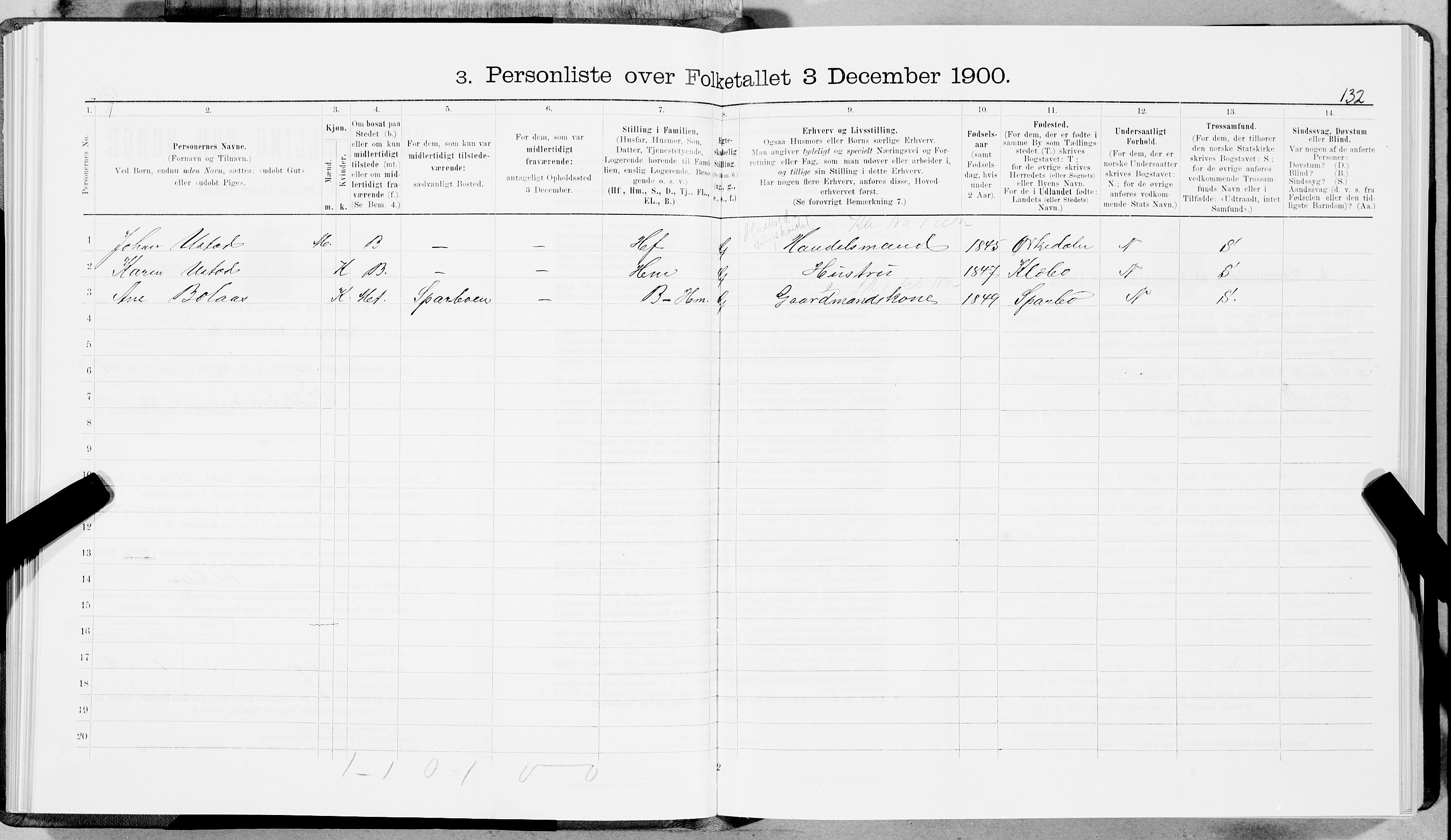 SAT, 1900 census for Trondheim, 1900, p. 7973