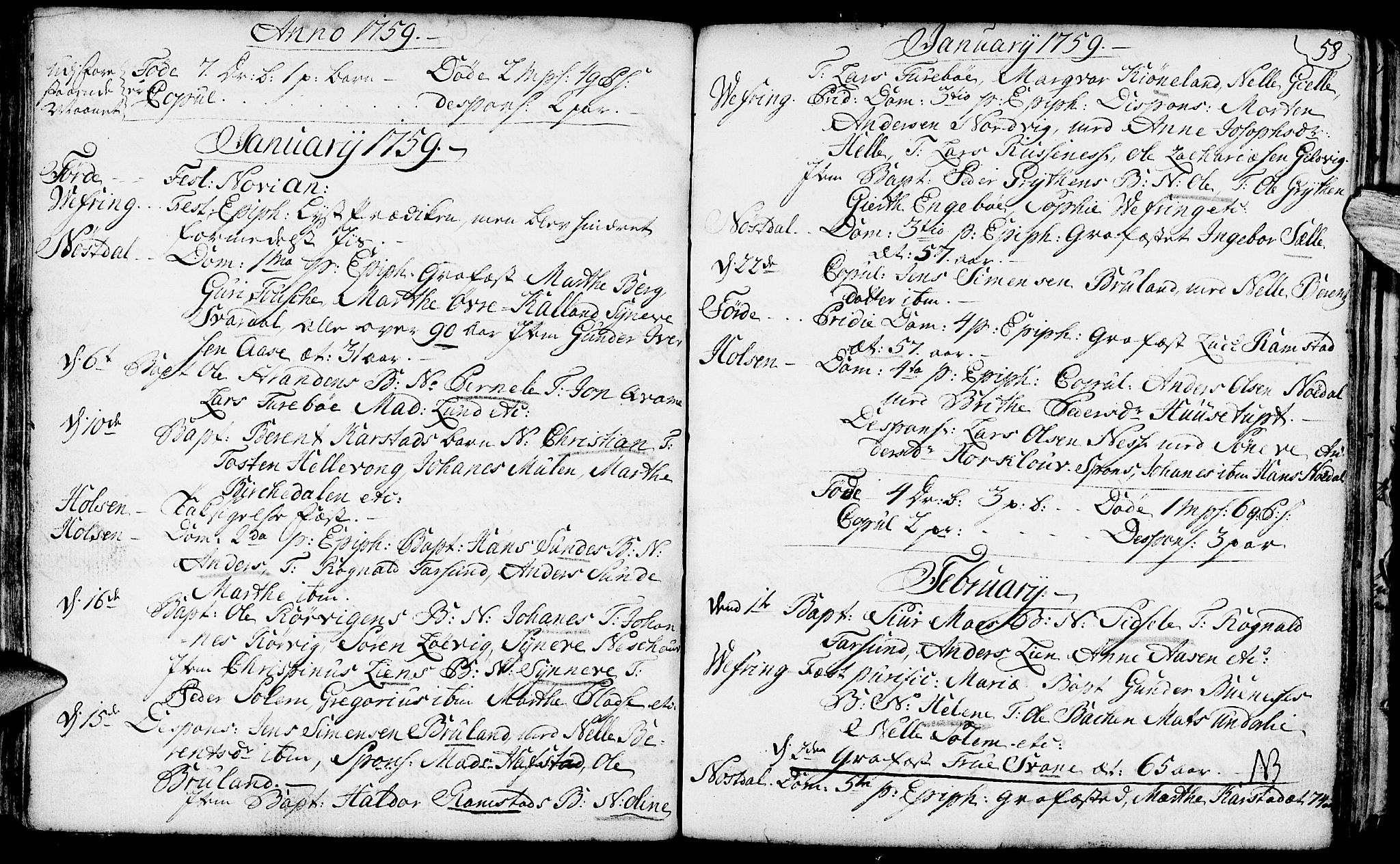 Førde sokneprestembete, AV/SAB-A-79901/H/Haa/Haaa/L0003: Parish register (official) no. A 3, 1749-1764, p. 58