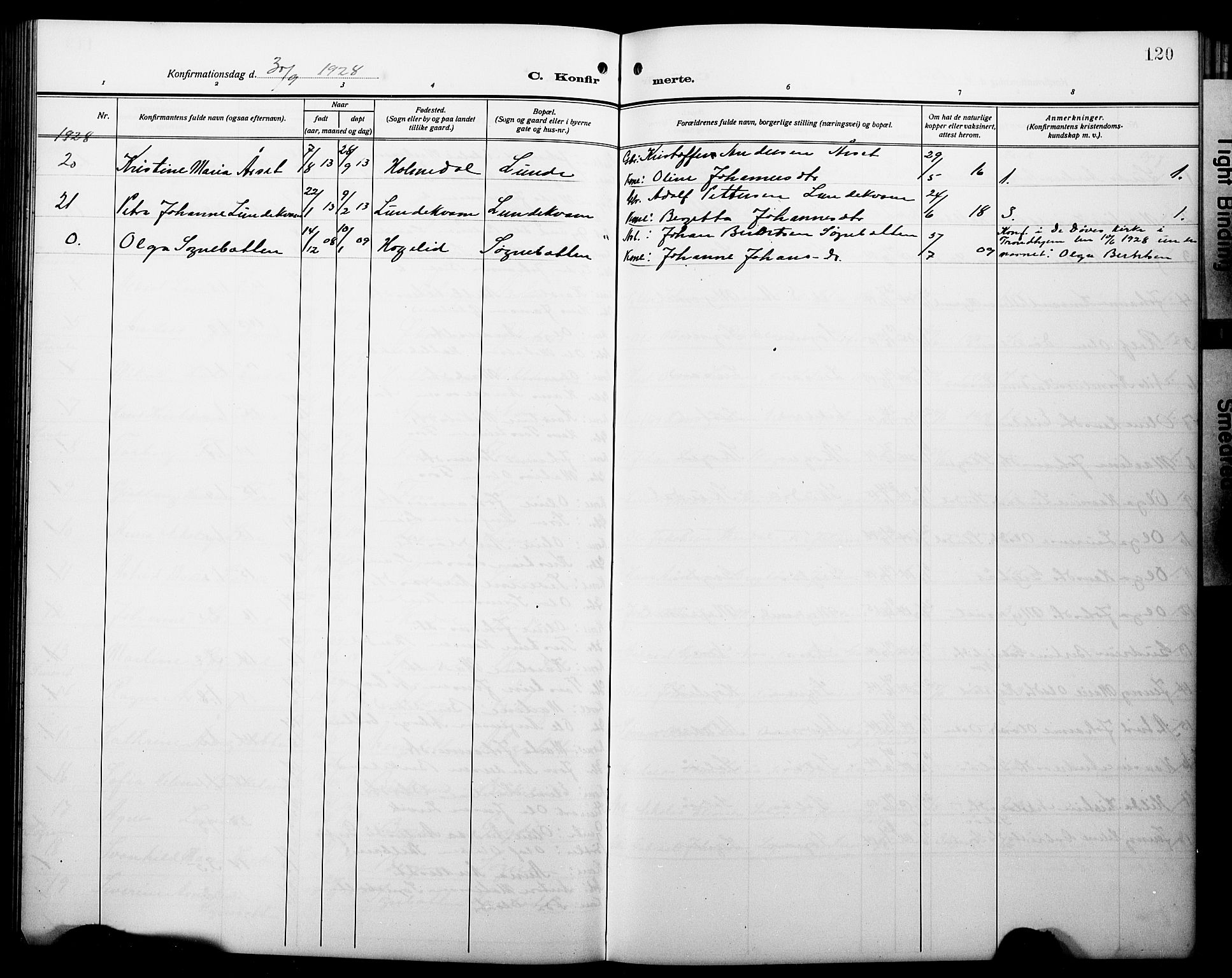 Gaular sokneprestembete, AV/SAB-A-80001/H/Hab: Parish register (copy) no. A 5, 1912-1930, p. 120