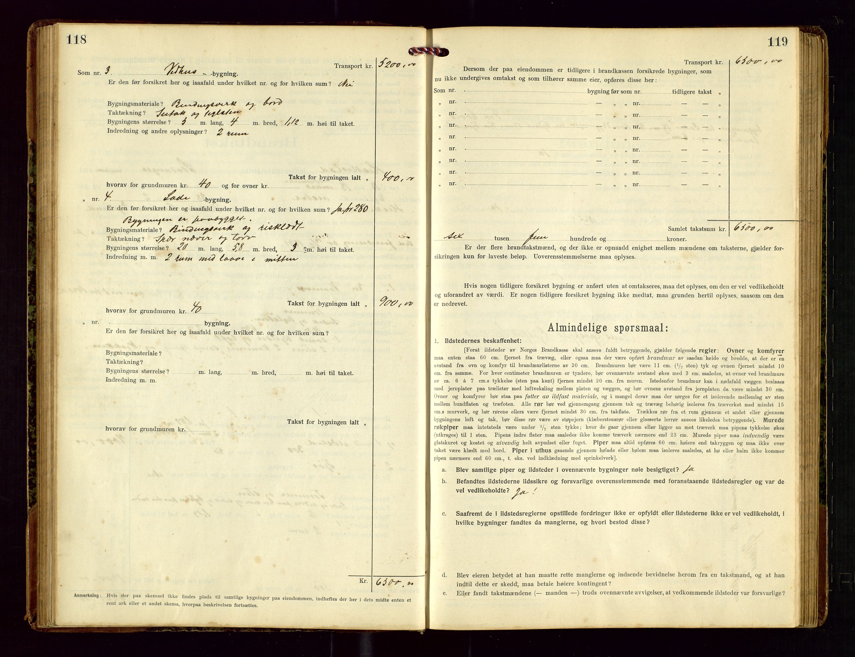 Heskestad lensmannskontor, AV/SAST-A-100304/Gob/L0002: "Brandtakstprotokol", 1915-1922, p. 118-119