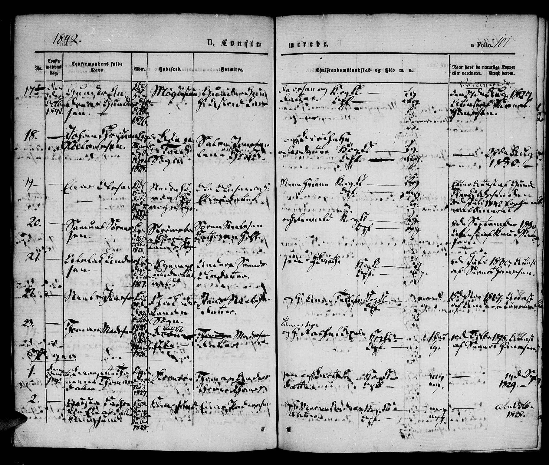 Vestre Moland sokneprestkontor, AV/SAK-1111-0046/F/Fa/Fab/L0005: Parish register (official) no. A 5, 1841-1849, p. 101