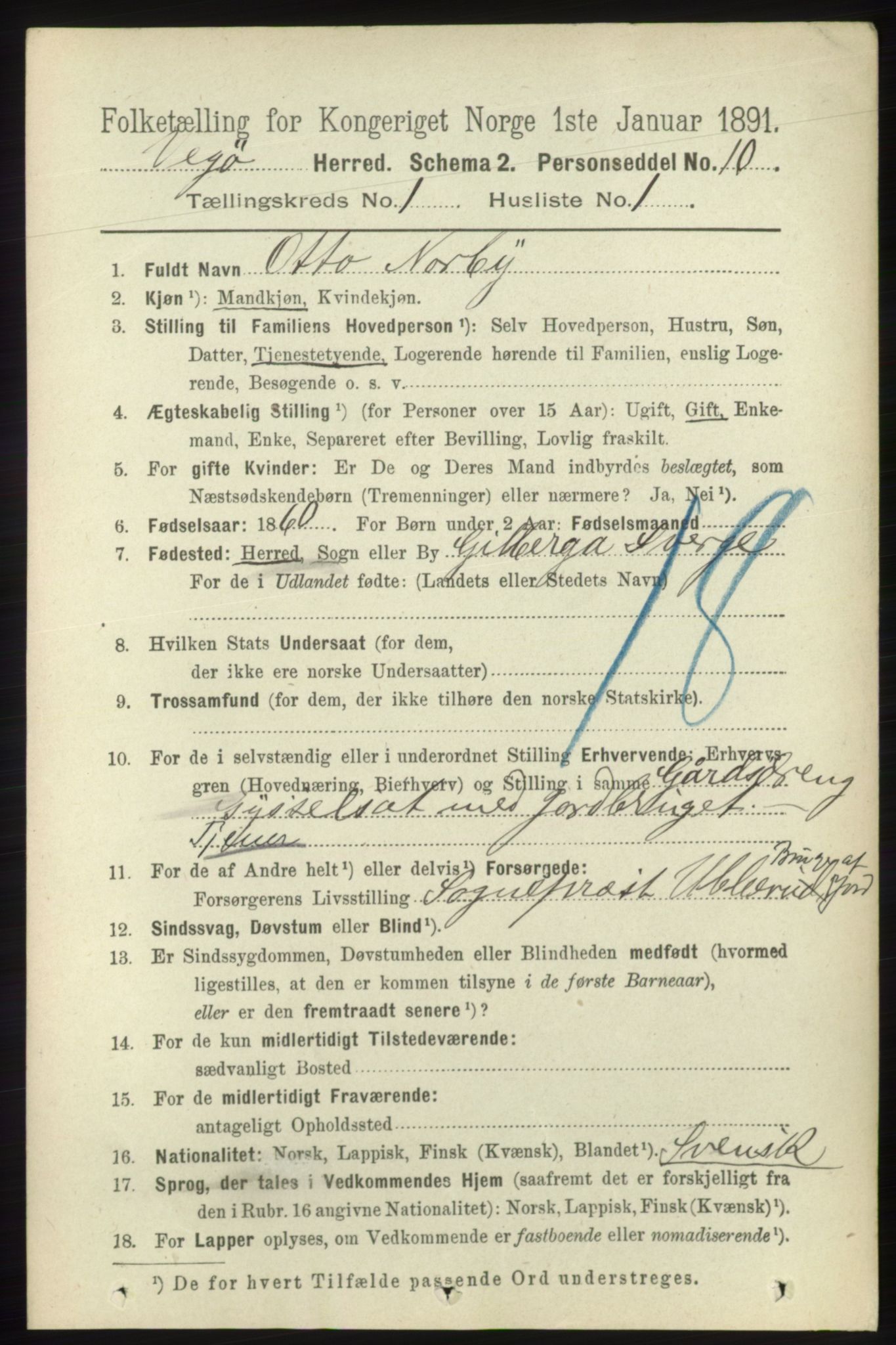 RA, 1891 census for 1815 Vega, 1891, p. 109
