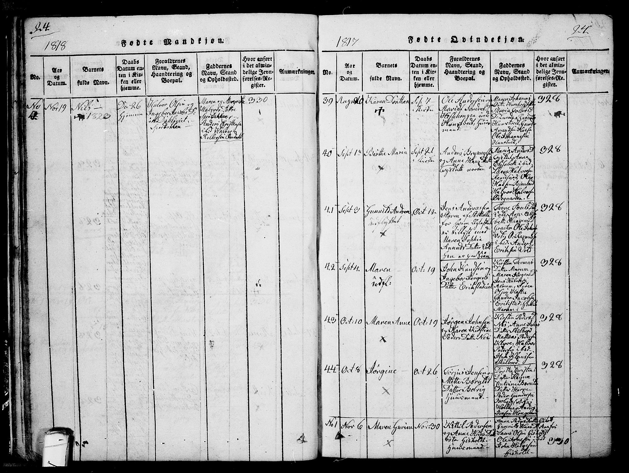 Solum kirkebøker, SAKO/A-306/G/Ga/L0001: Parish register (copy) no. I 1, 1814-1833, p. 24