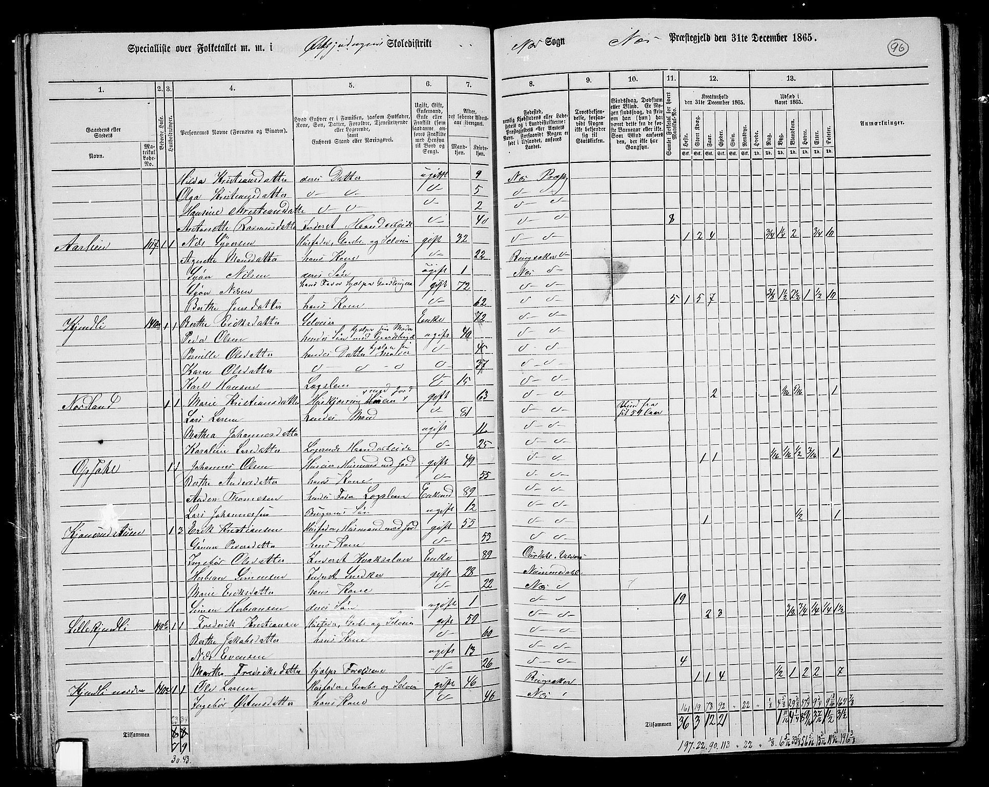 RA, 1865 census for Nes, 1865, p. 85