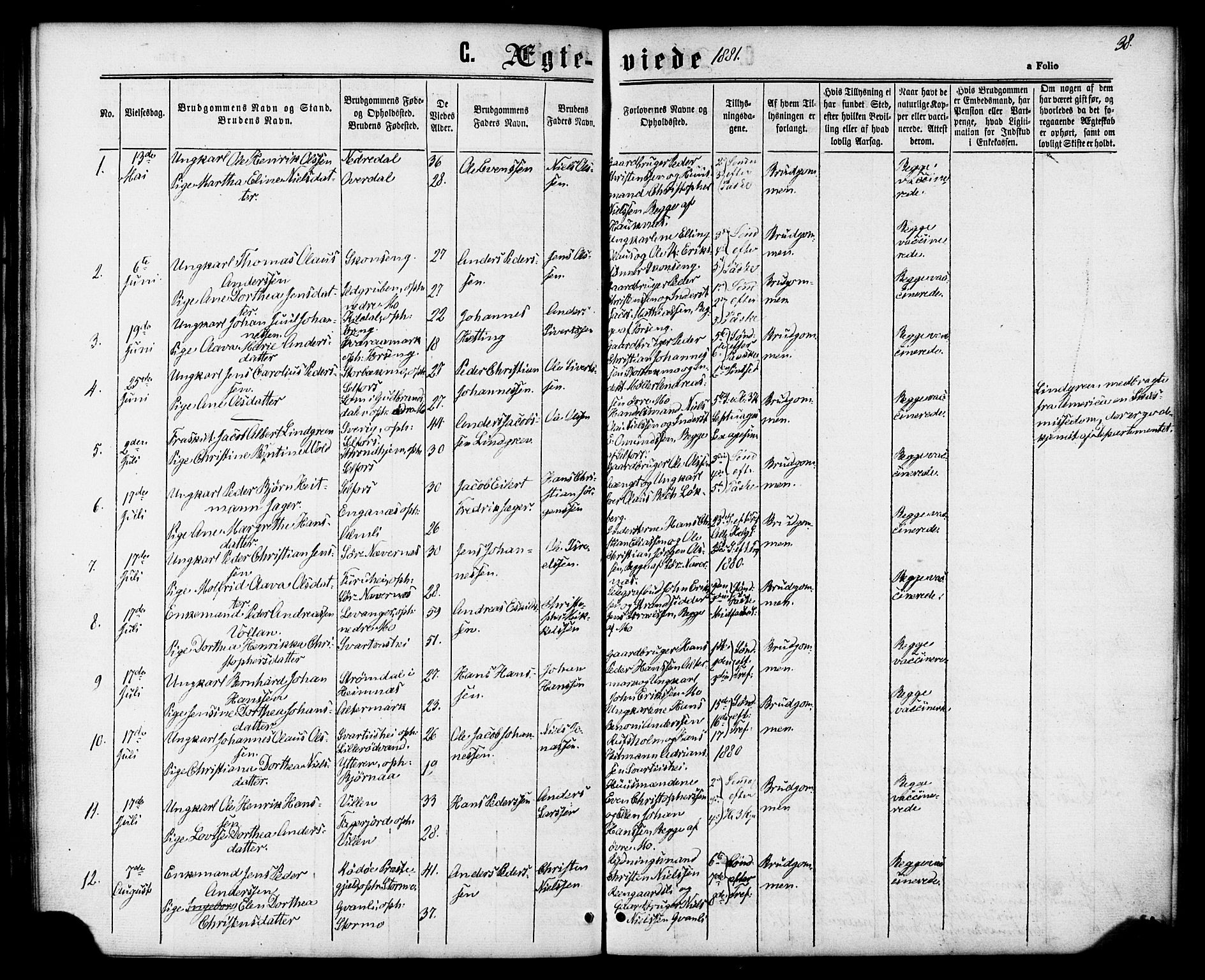 Ministerialprotokoller, klokkerbøker og fødselsregistre - Nordland, SAT/A-1459/827/L0395: Parish register (official) no. 827A07, 1864-1886, p. 38