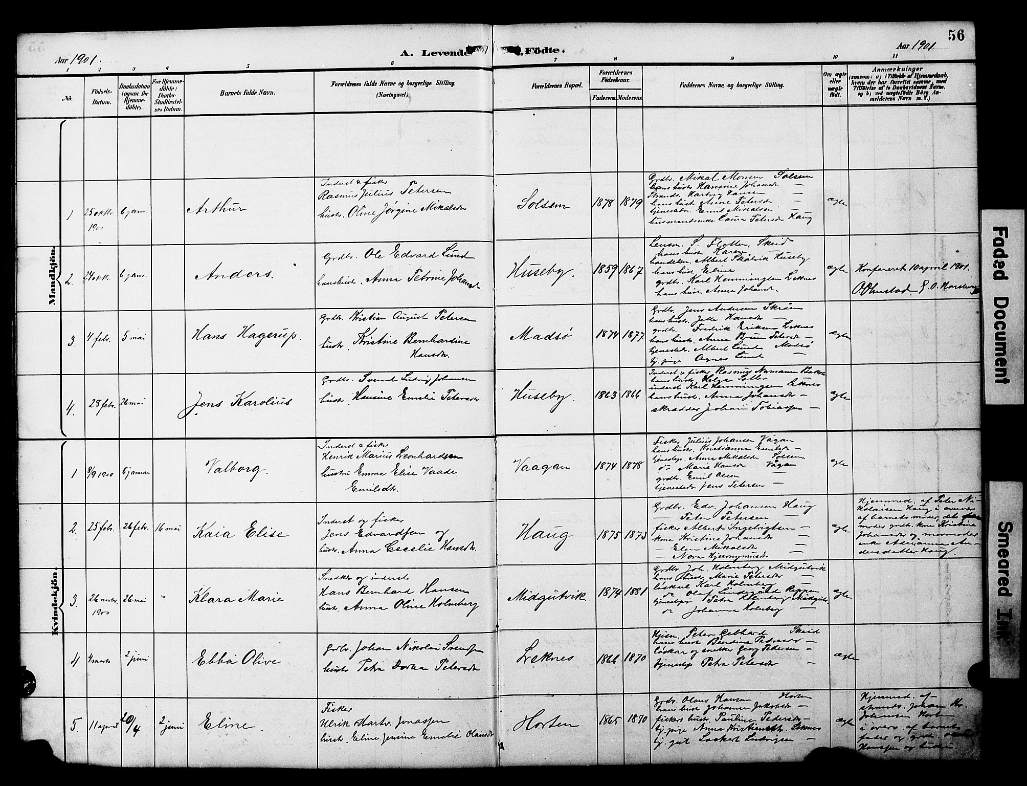 Ministerialprotokoller, klokkerbøker og fødselsregistre - Nord-Trøndelag, SAT/A-1458/788/L0701: Parish register (copy) no. 788C01, 1888-1913, p. 56