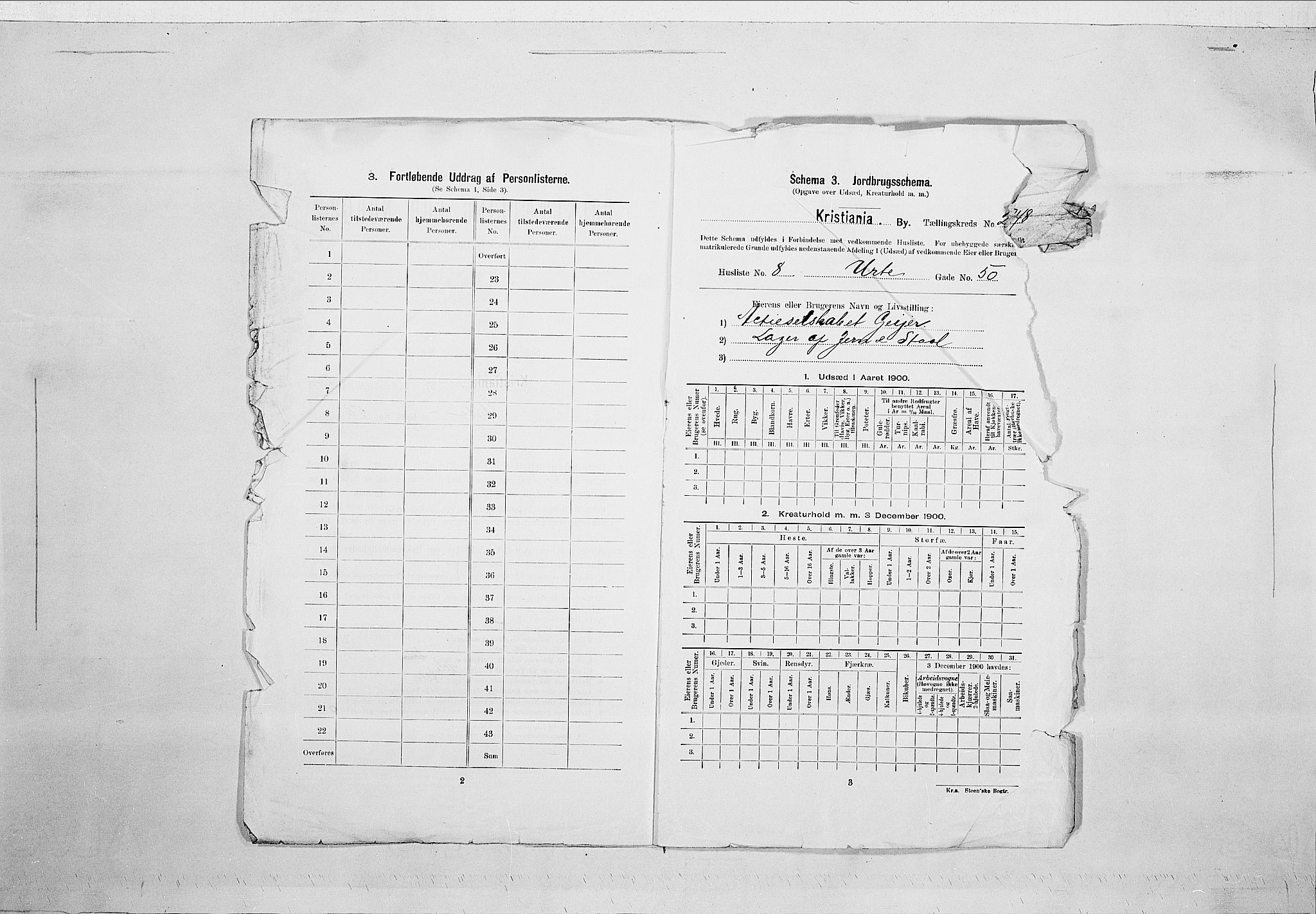 SAO, 1900 census for Kristiania, 1900, p. 109187