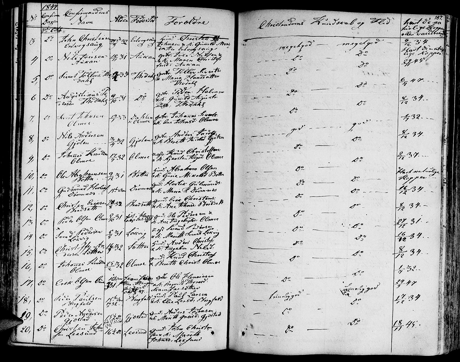 Ministerialprotokoller, klokkerbøker og fødselsregistre - Møre og Romsdal, AV/SAT-A-1454/578/L0904: Parish register (official) no. 578A03, 1836-1858, p. 187