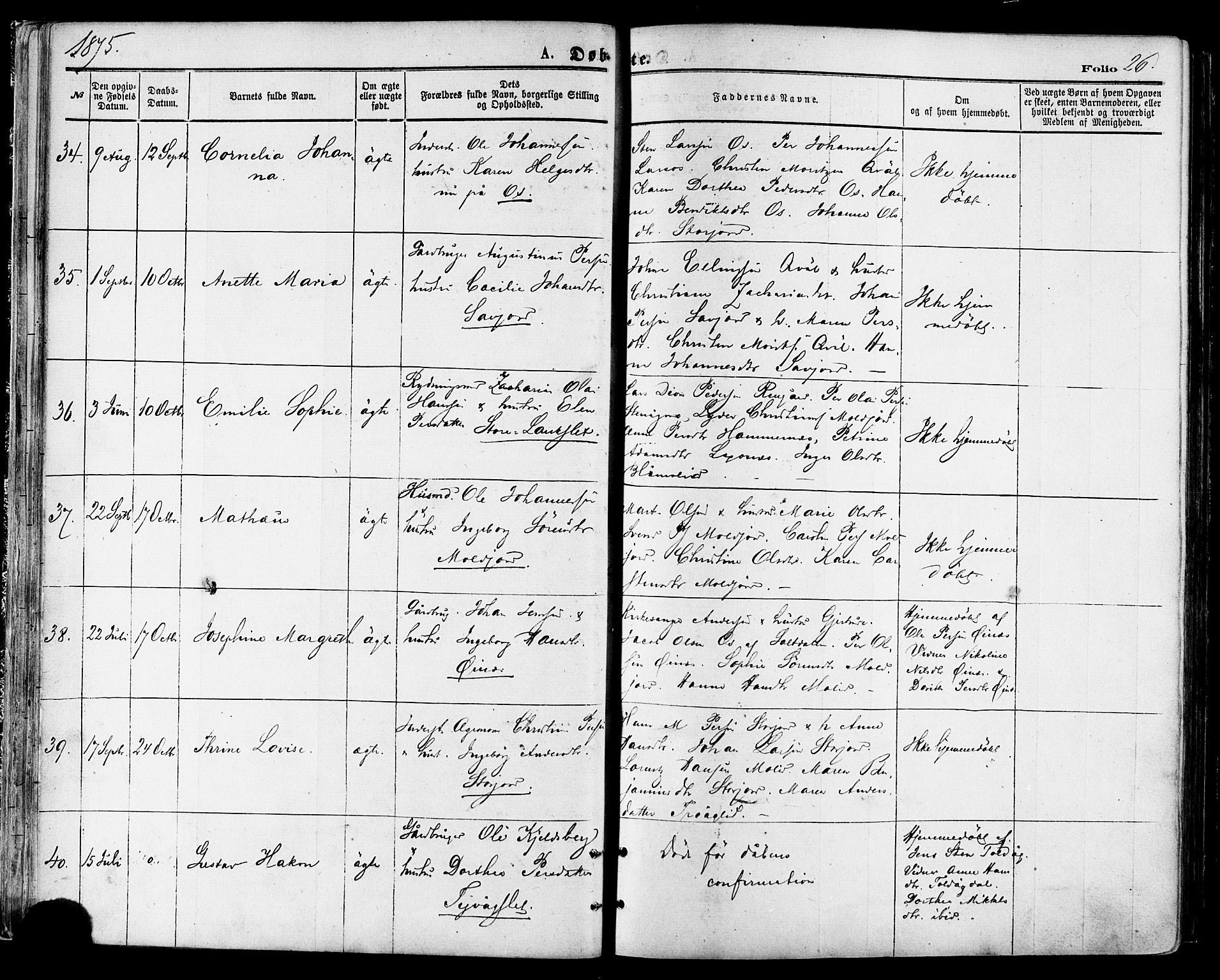 Ministerialprotokoller, klokkerbøker og fødselsregistre - Nordland, SAT/A-1459/846/L0645: Parish register (official) no. 846A03, 1872-1886, p. 26
