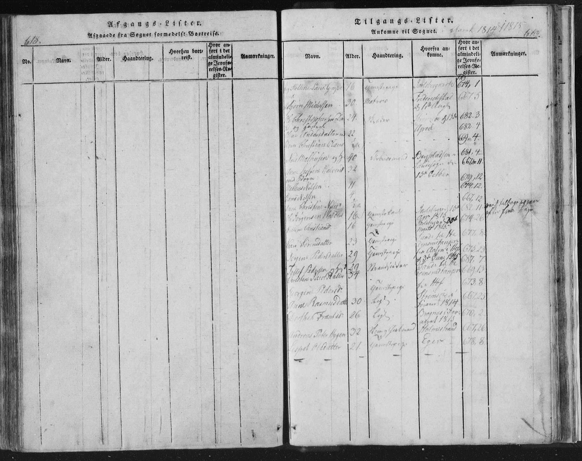 Strømsø kirkebøker, SAKO/A-246/F/Fb/L0004: Parish register (official) no. II 4, 1814-1843, p. 618-619