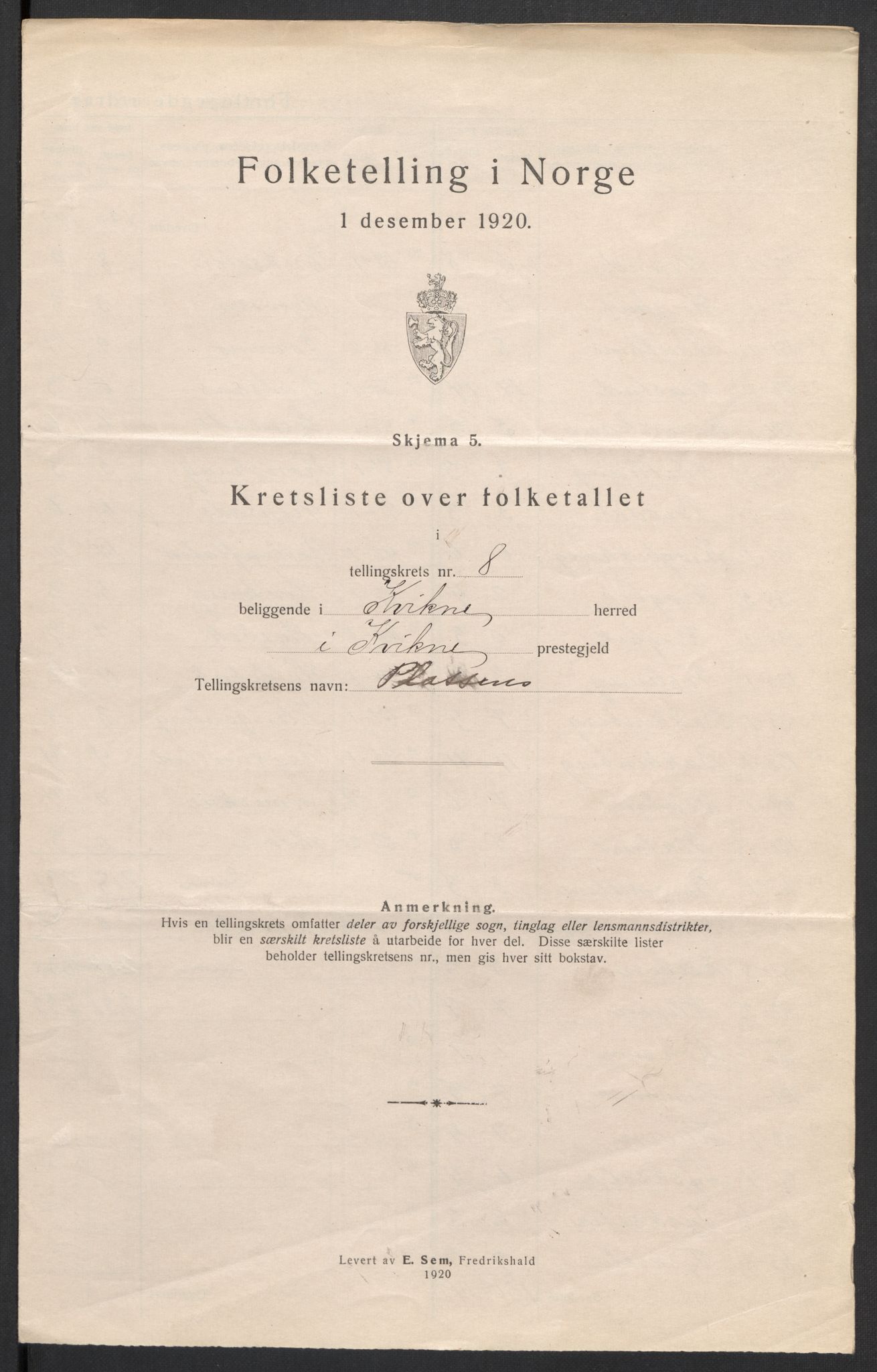 SAH, 1920 census for Kvikne, 1920, p. 27