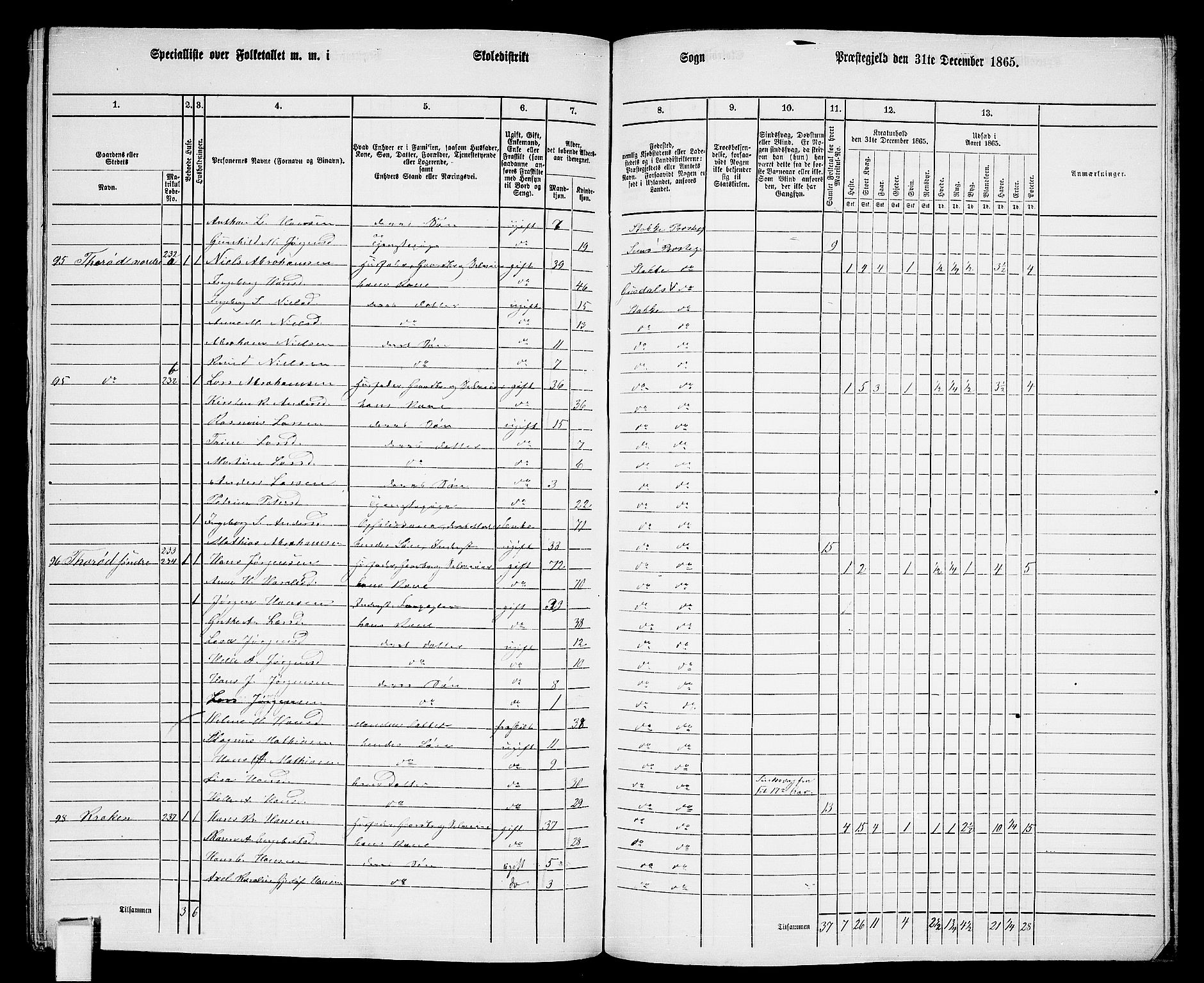 RA, 1865 census for Stokke, 1865, p. 150