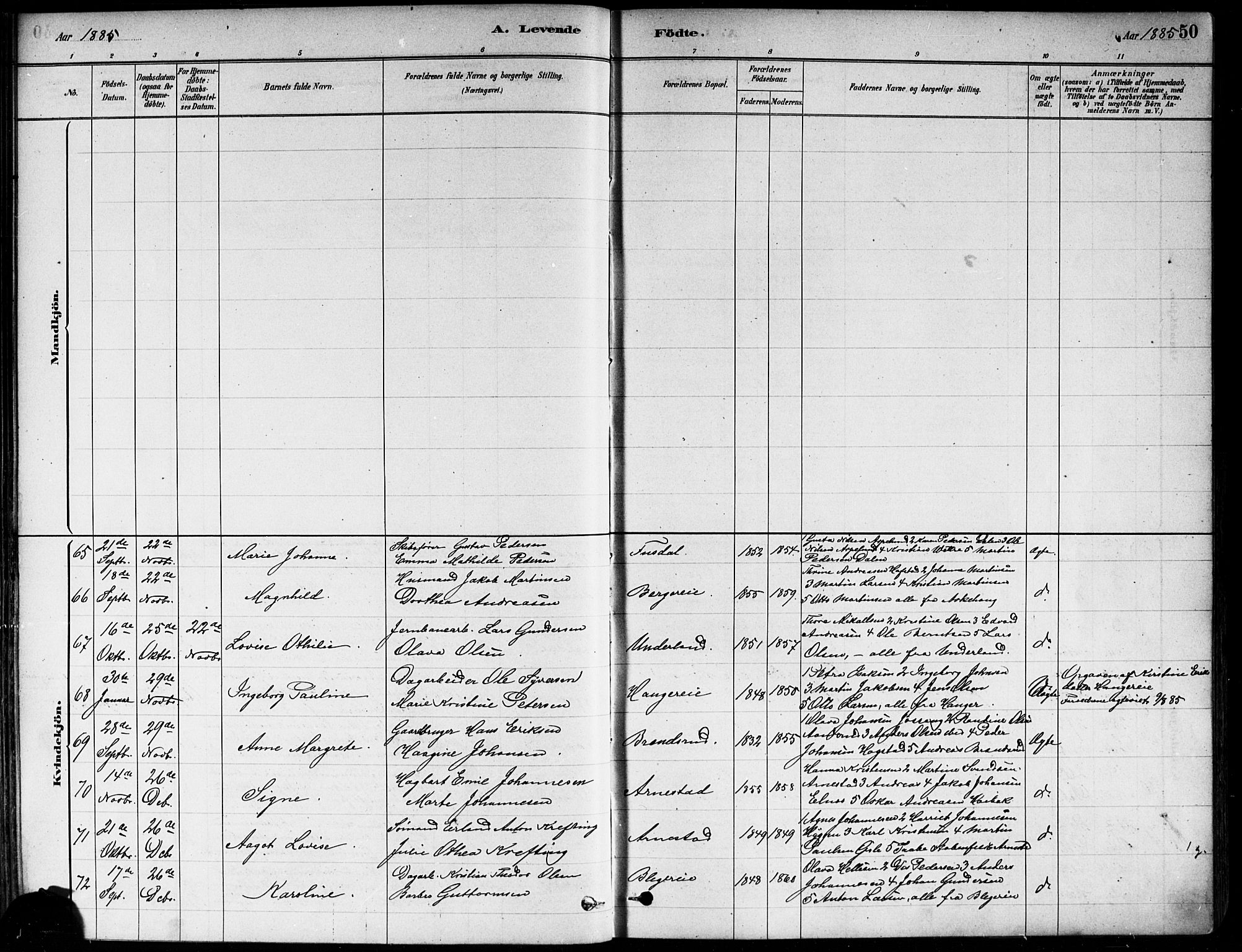 Asker prestekontor Kirkebøker, AV/SAO-A-10256a/F/Fa/L0013: Parish register (official) no. I 13, 1879-1896, p. 50